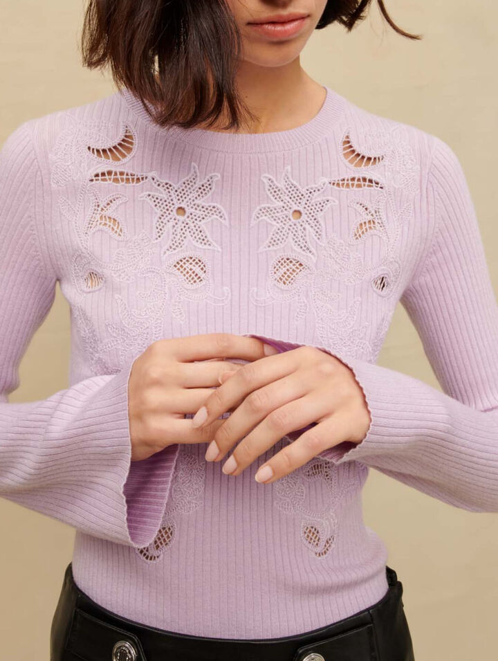 Jumper with openwork motifs