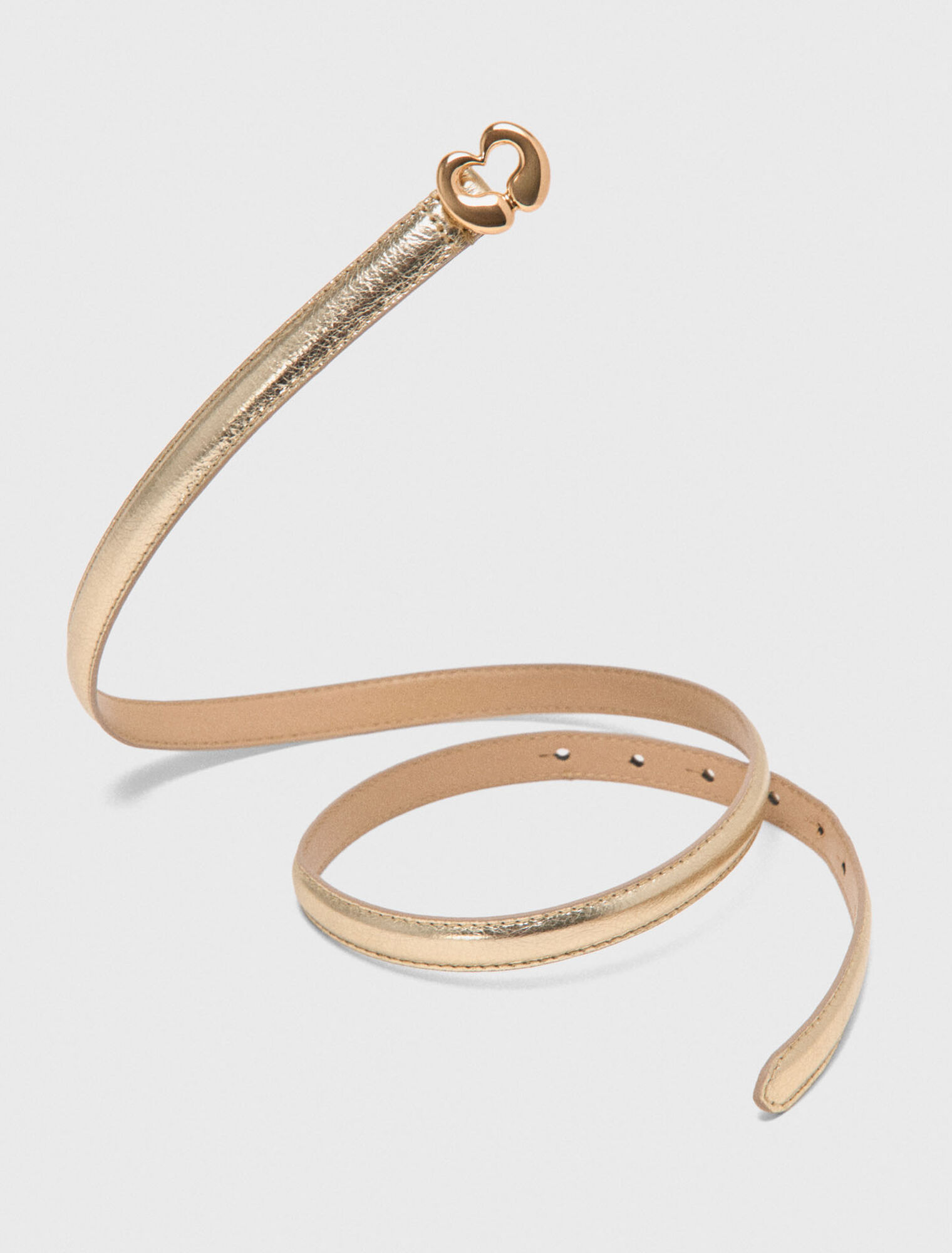 Slim metallic leather belt