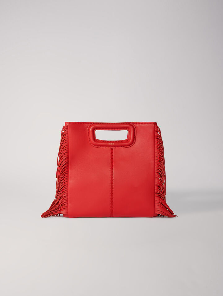 Smooth leather M bag with fringing