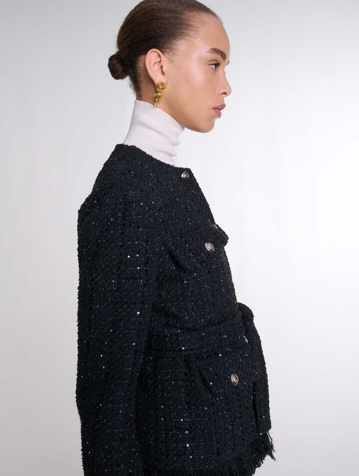 Sequinned tweed jacket