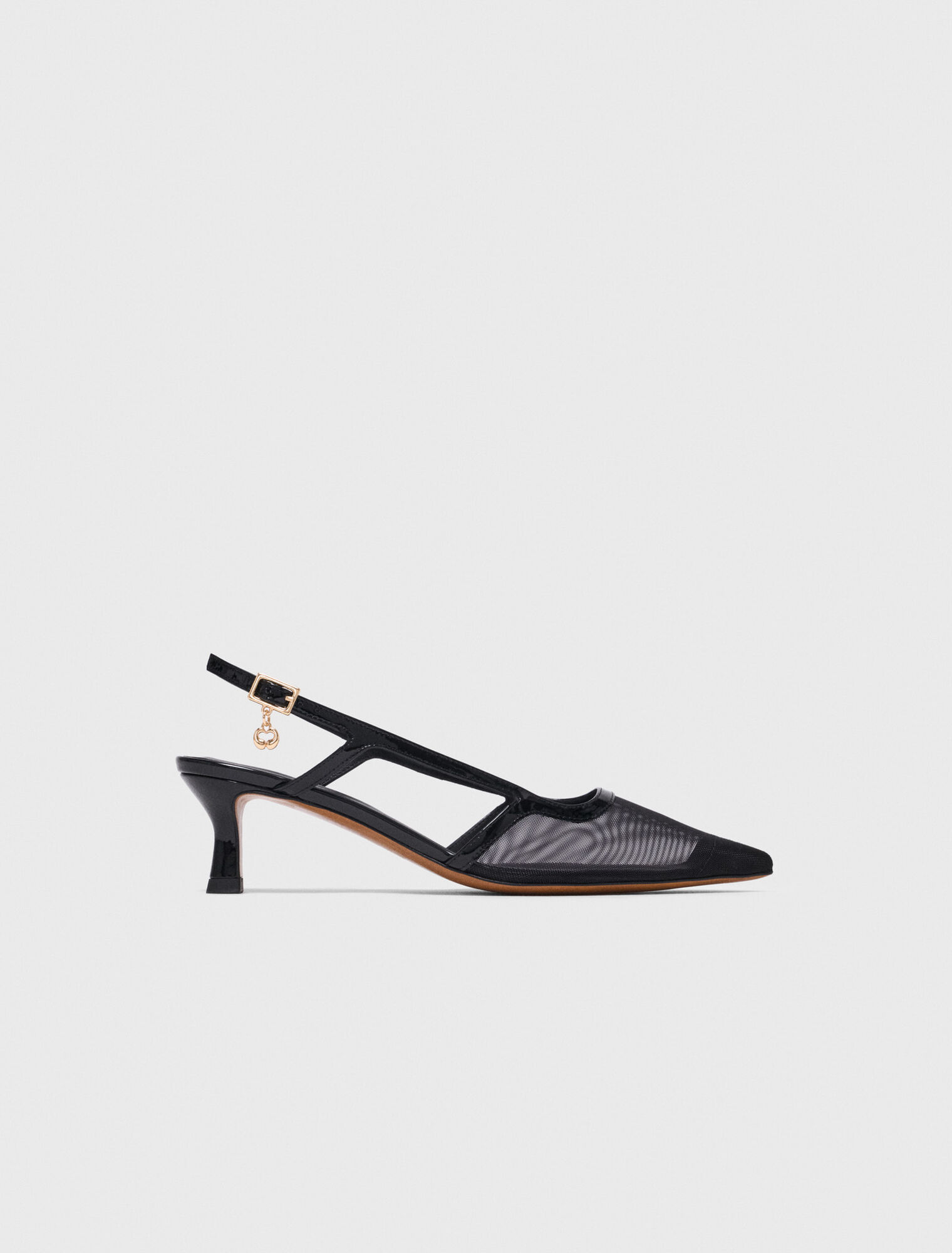 Leather and mesh slingbacks