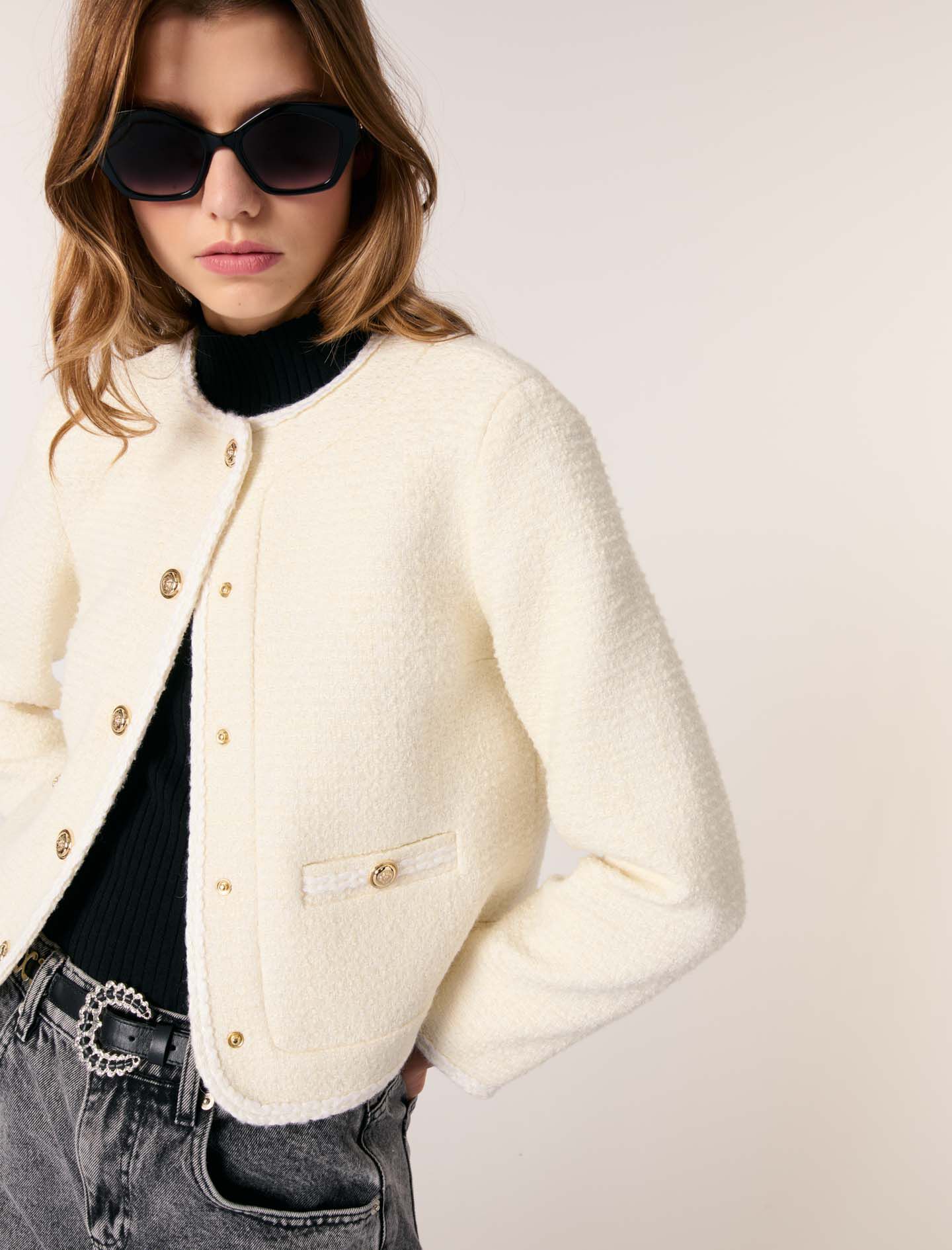 Short tweed jacket White for Women | Maje
