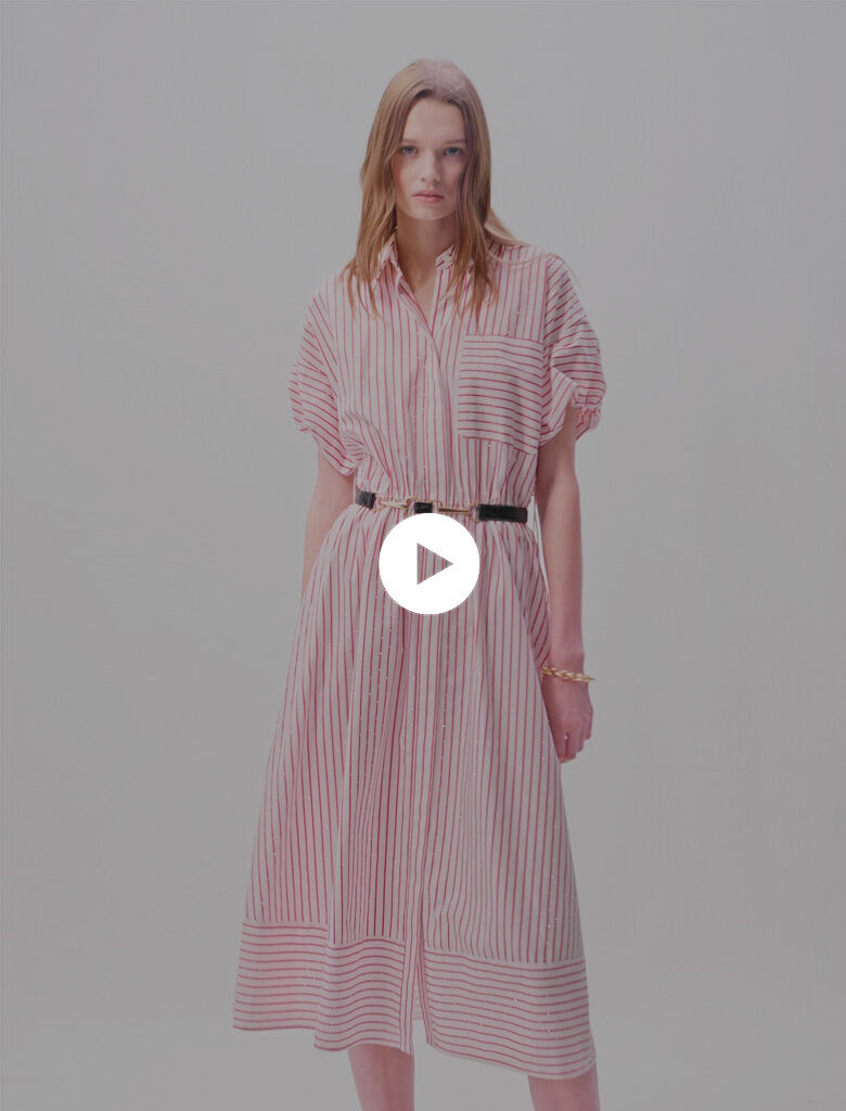 Striped and rhinestone maxi dress Maxi dresses Maje