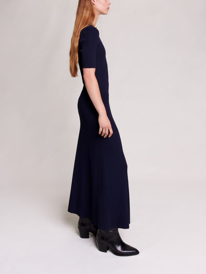Long cut-out knit dress