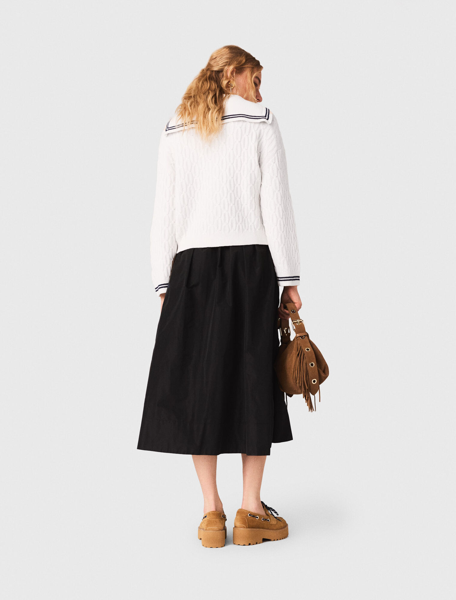Long skirt with contrast waistband