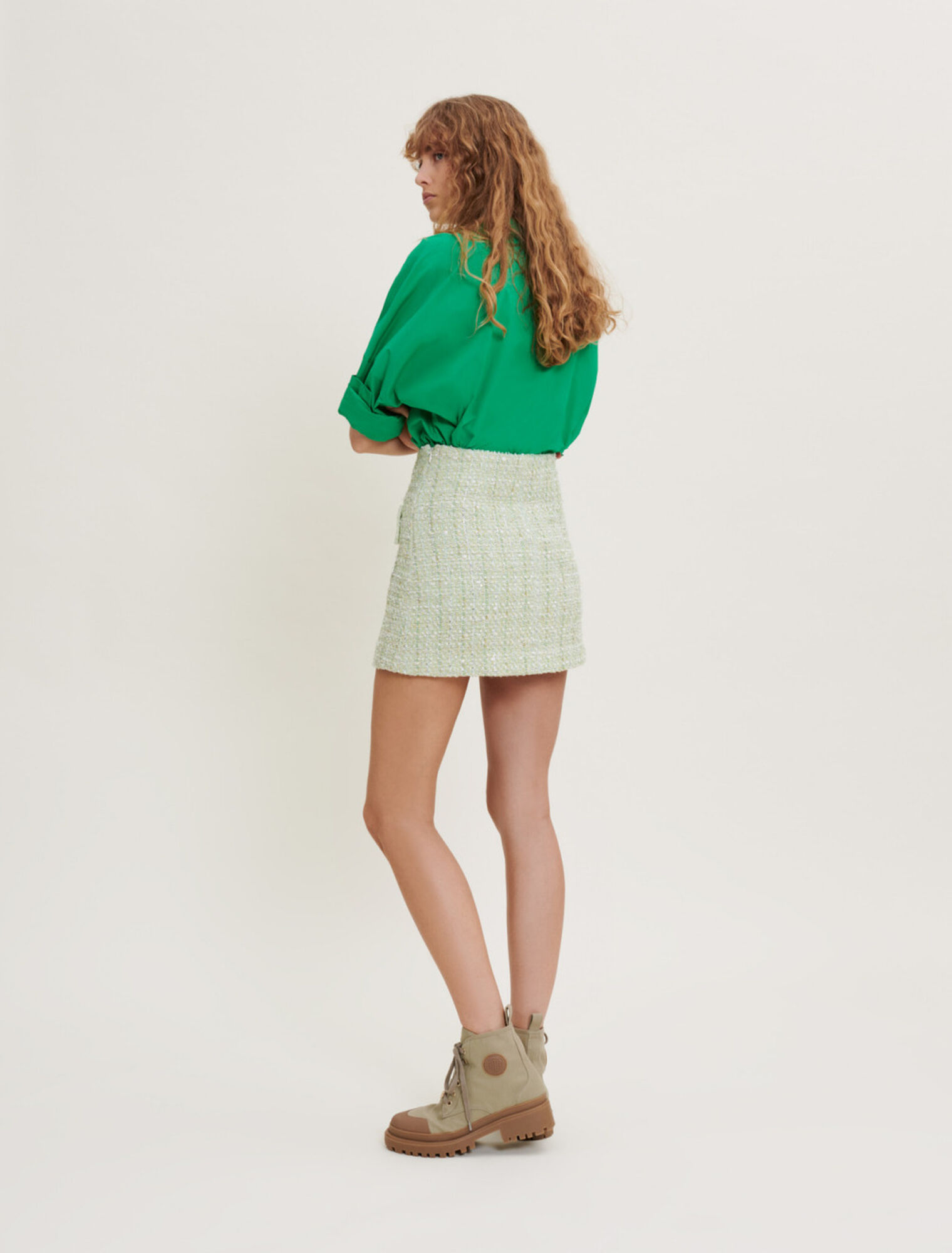 Shiny tweed skirt