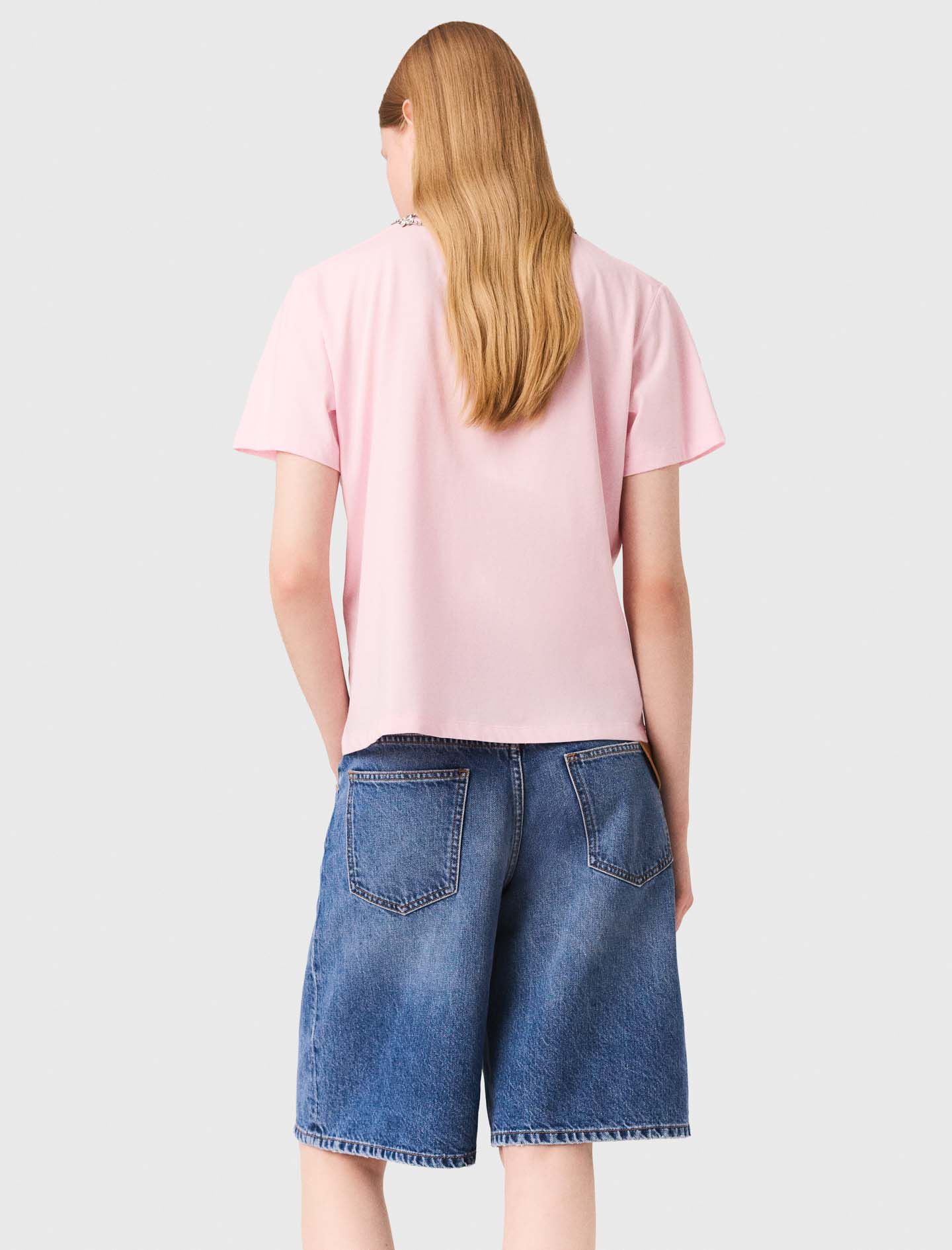majy n.　0226 Short-sleeve jewel neck T-shirt Pink for Women | Maje