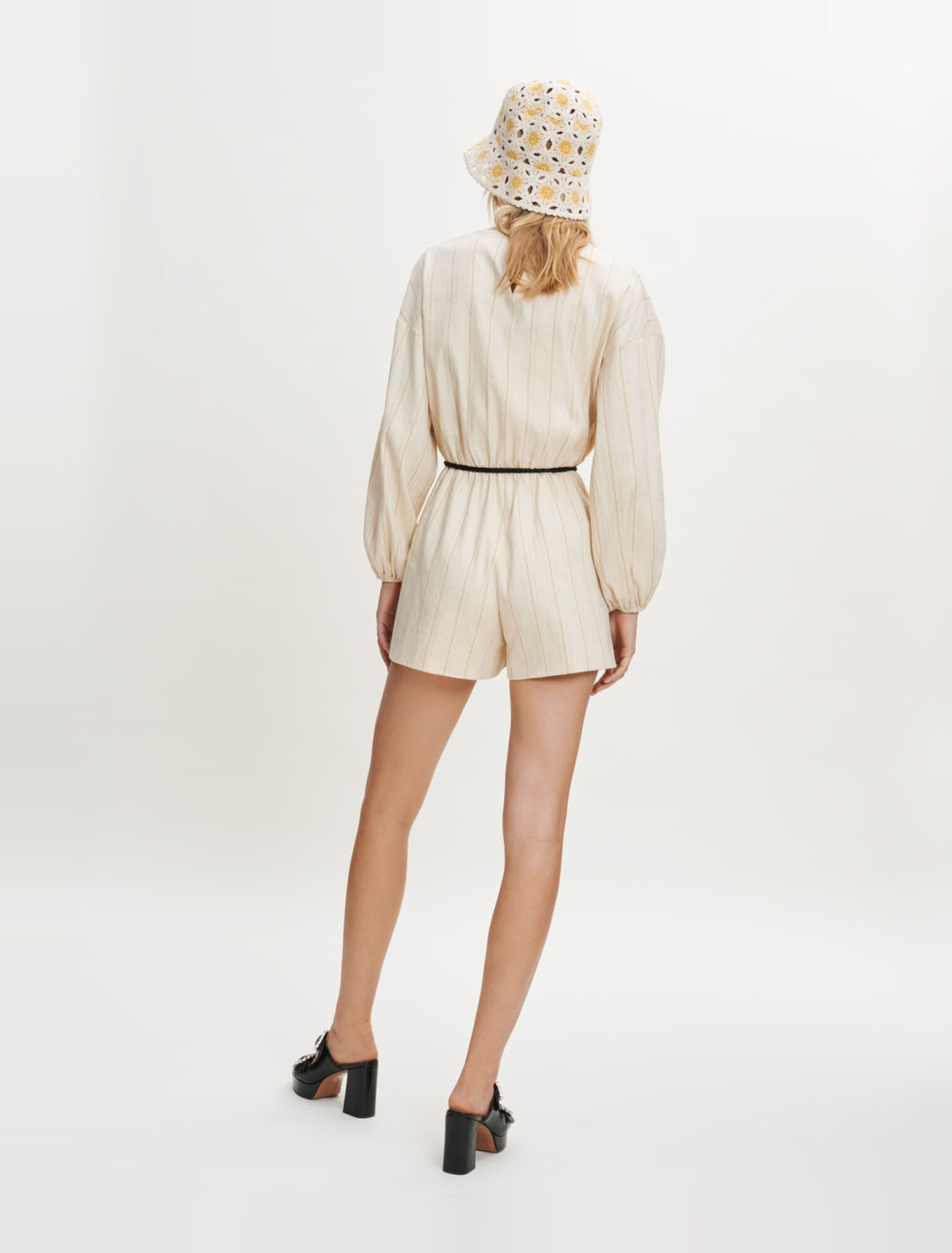 Combination shorts in linen and cotton