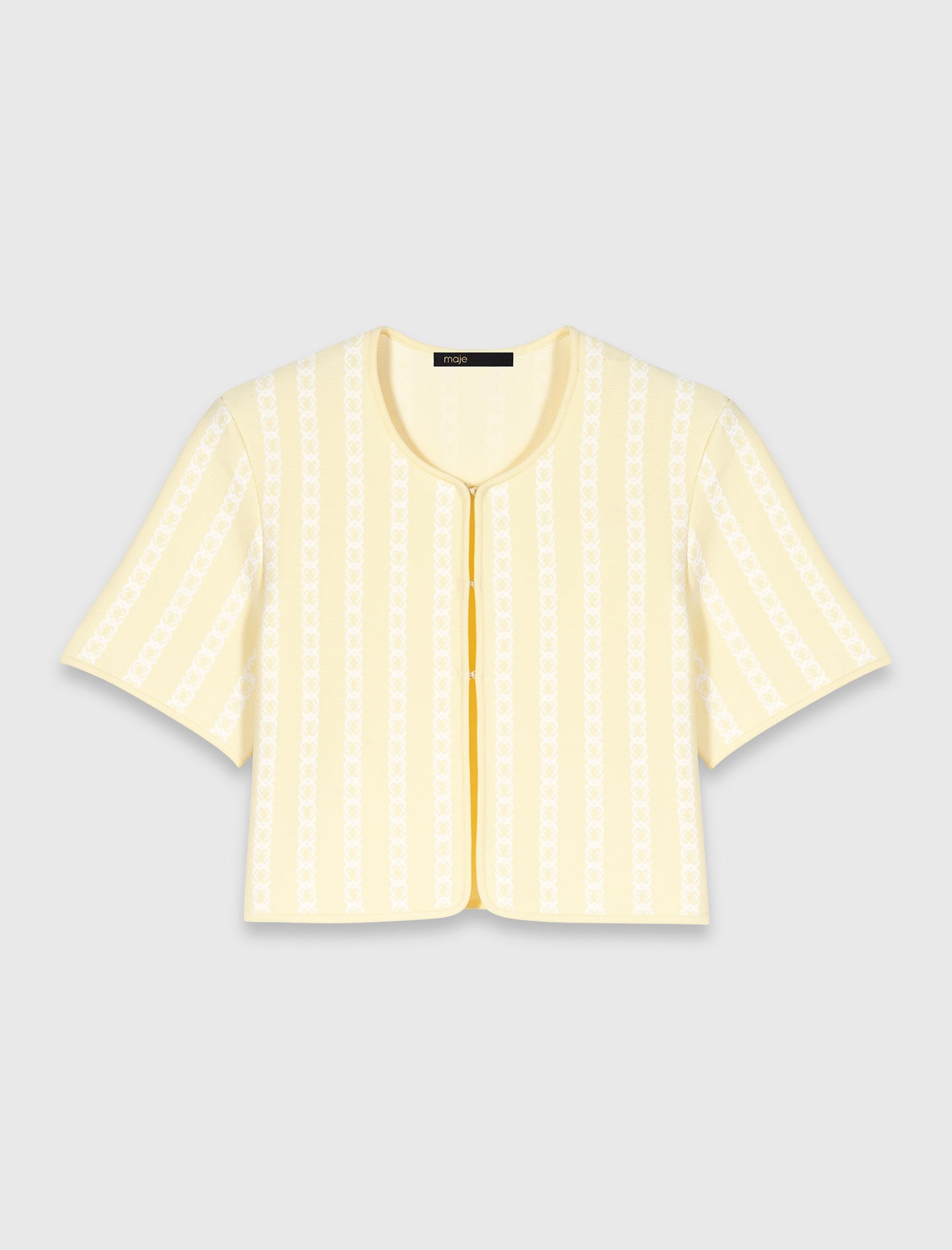 Cropped fancy knit cardigan 5