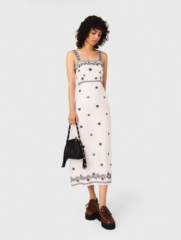 Embroidered cut-out maxi dress
