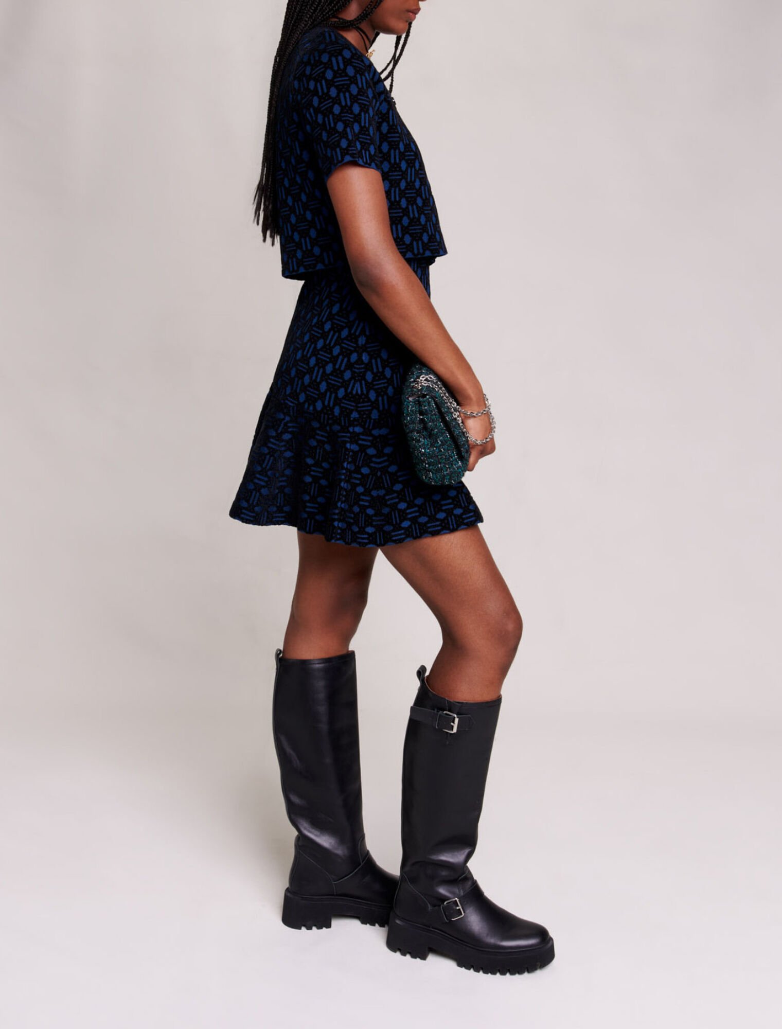 2-in-1 knit effect dress