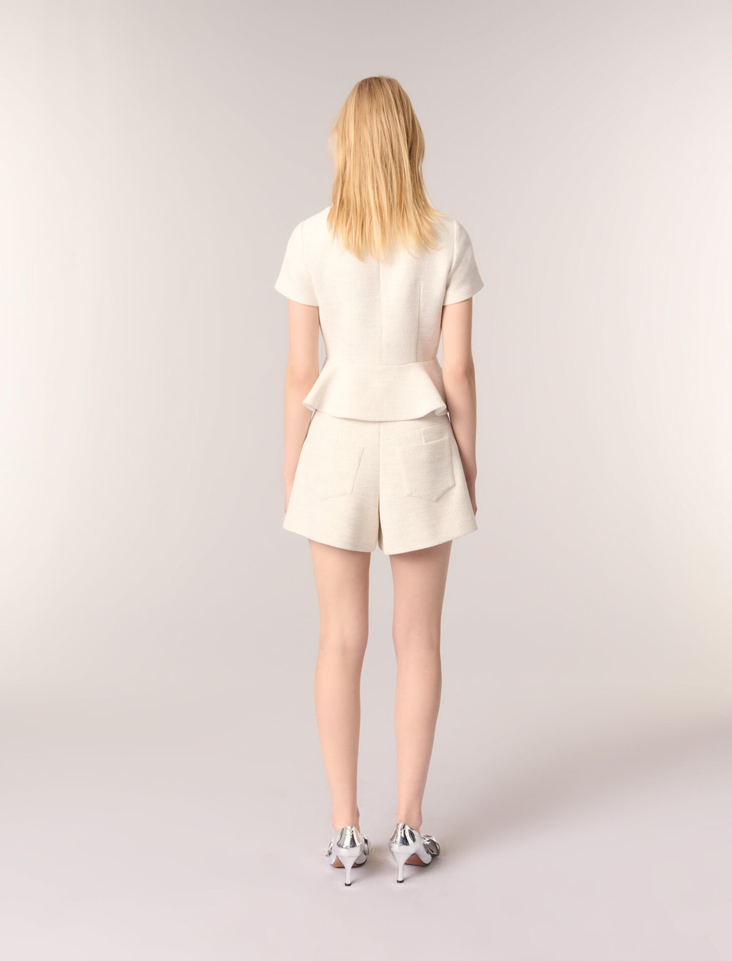 Tweed and lurex peplum top - Tops | Maje