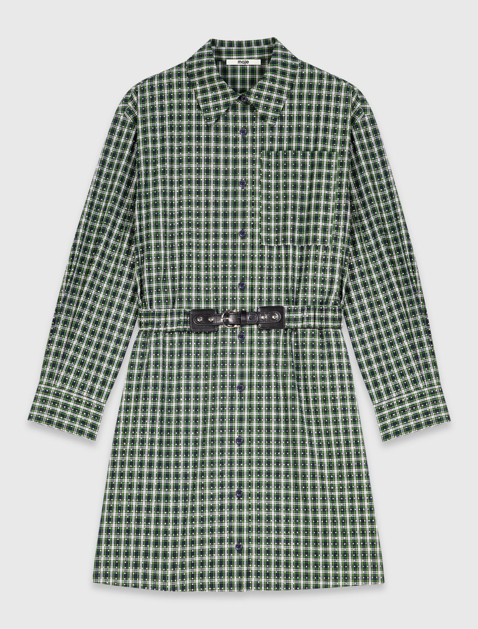 Short shirt dress with rhinestones