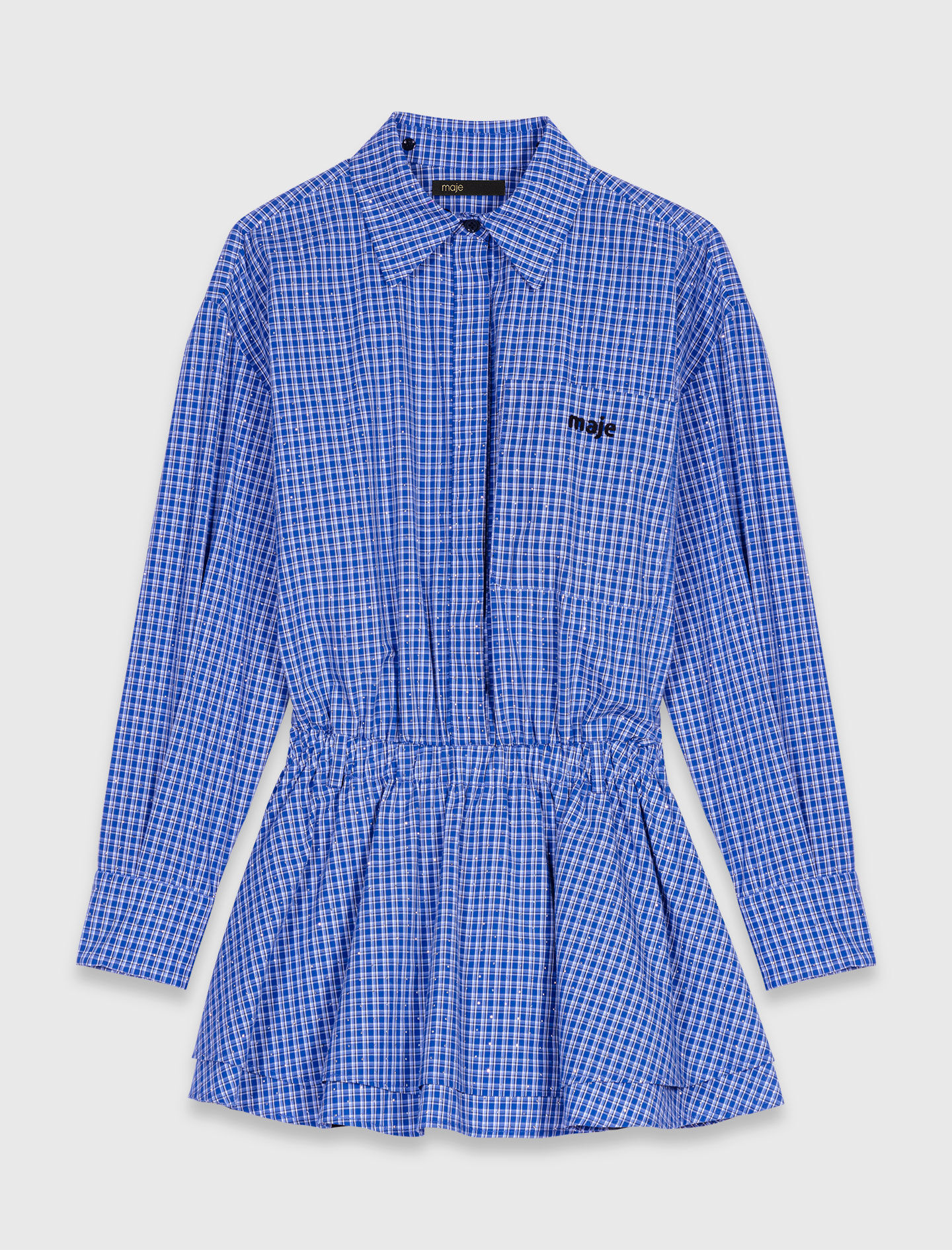Stretch cotton rhinestone suit Blue for Women | Maje