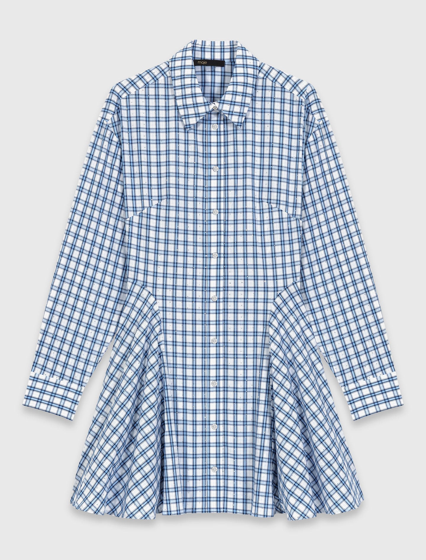 Rhinestone-trim cotton shirt dress 7