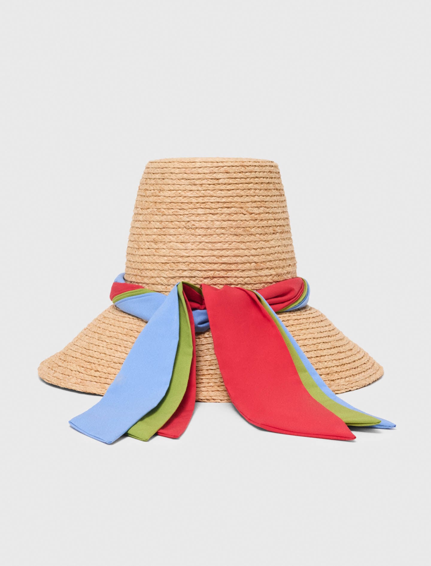 Raffia hat with printed ribbon 10