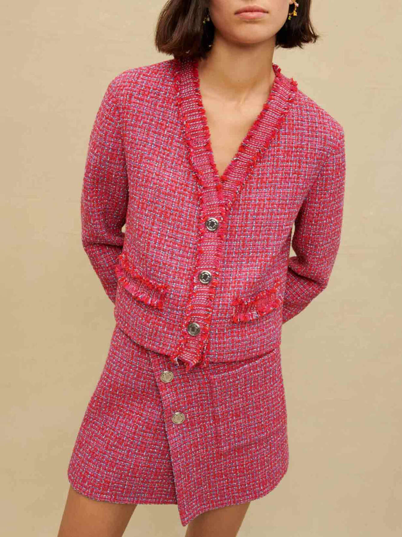 Tweed jacket Fuchsia for Women | Maje