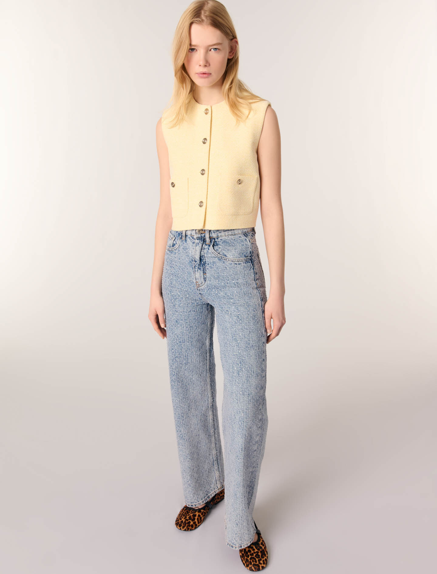 Rhinestone XL jeans - High waist jeans | Maje Rhinestone XL jeans - High waist jeans | Maje