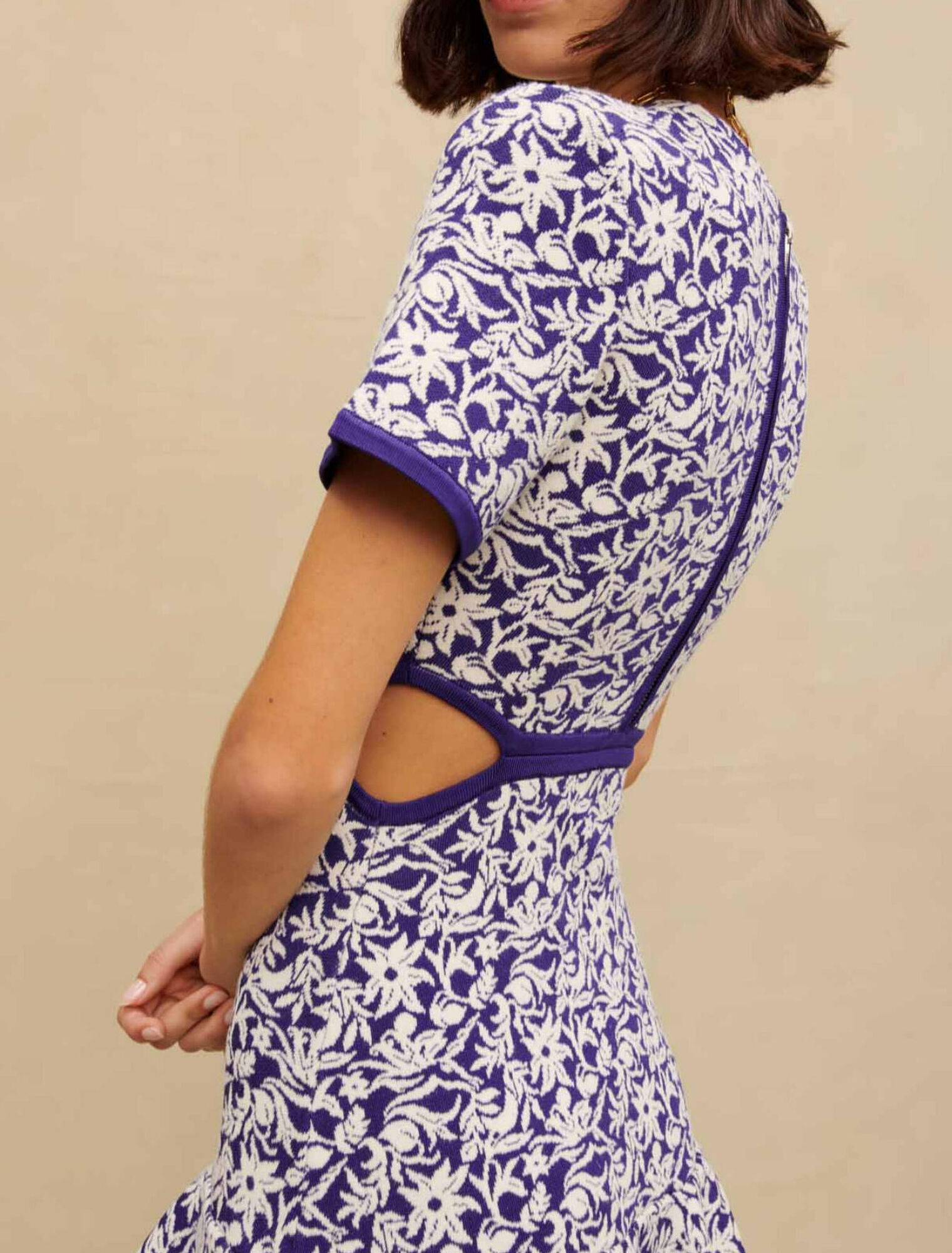 Floral mini dress with cut-outs
