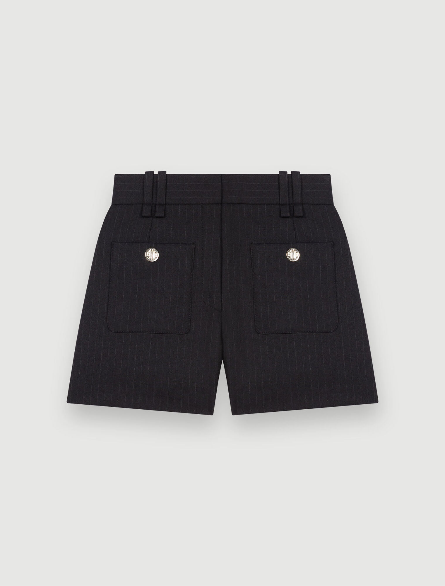 Chalk-striped shorts with metal details