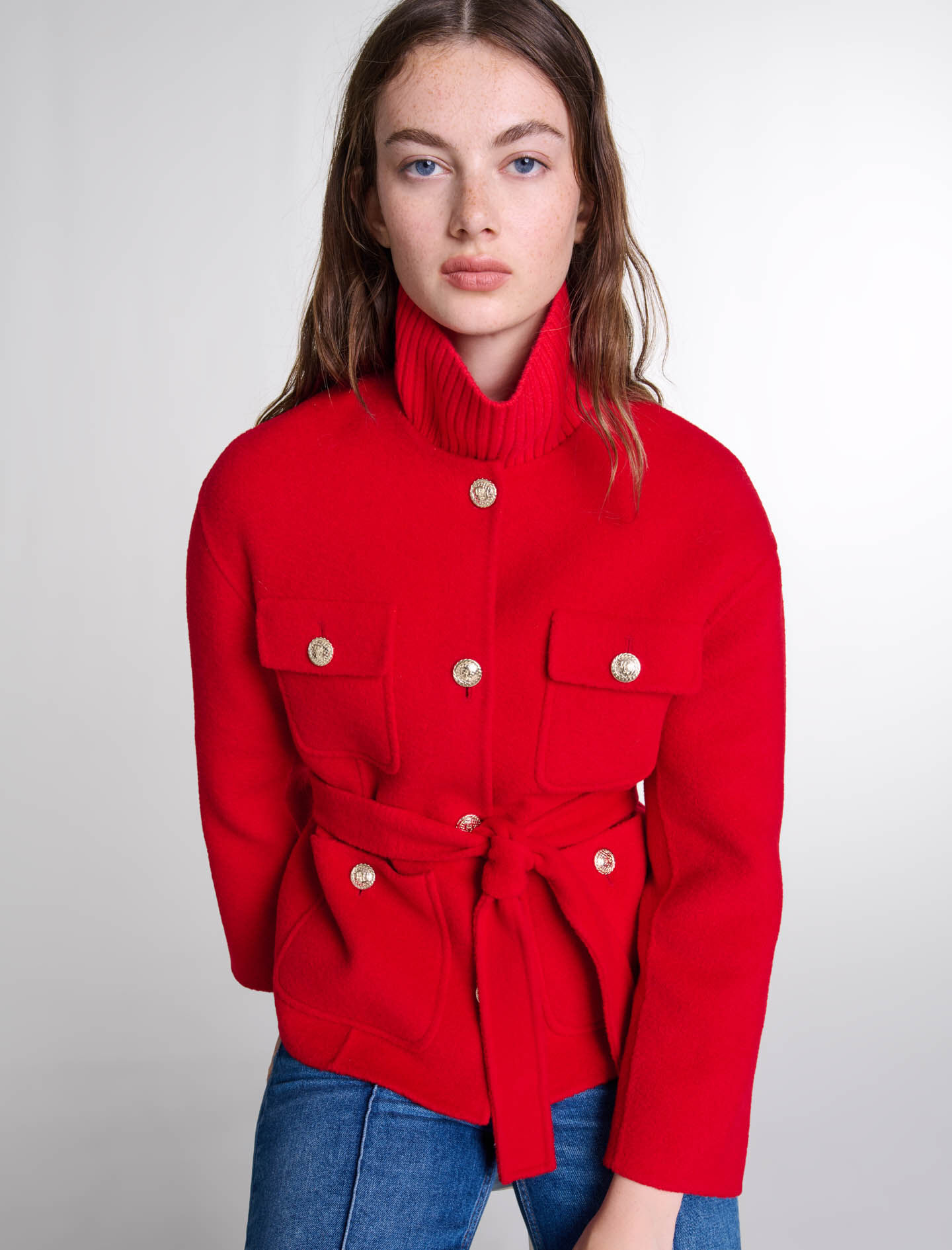 Belted double-faced jacket - Jackets | Maje