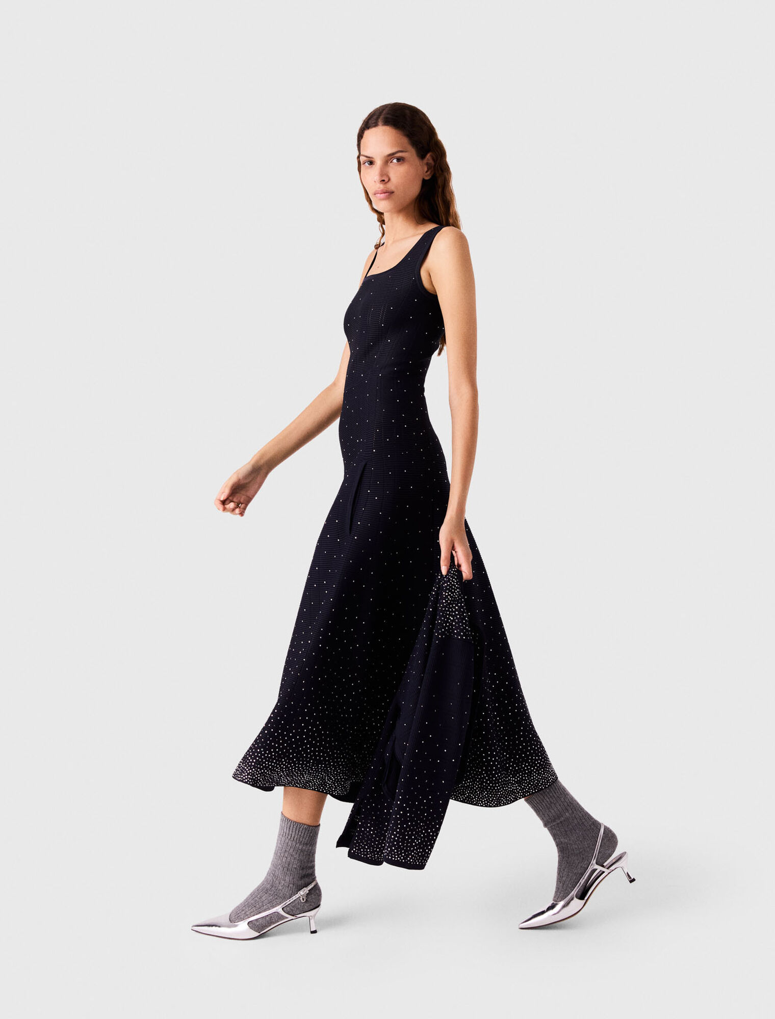 Rhinestone knit maxi dress