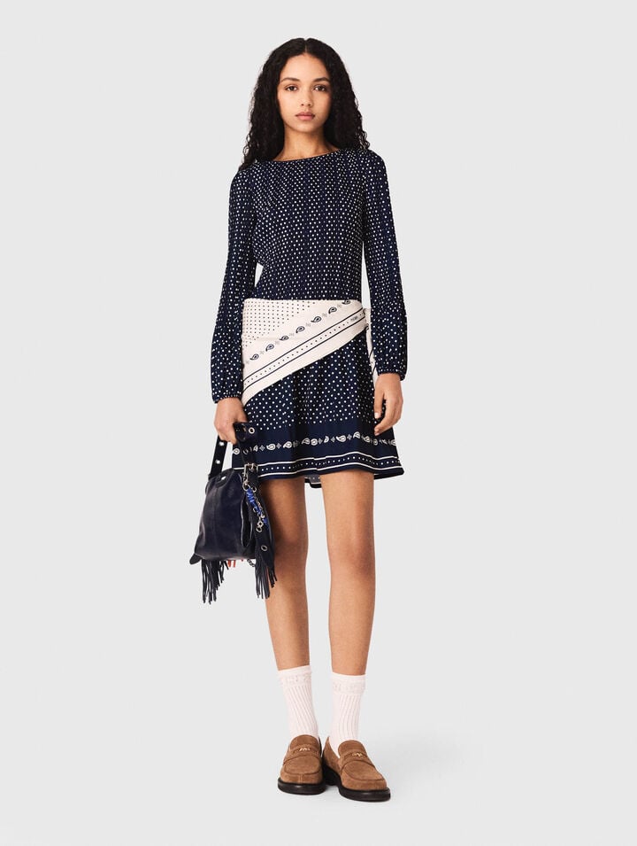 Patterned pleated dress