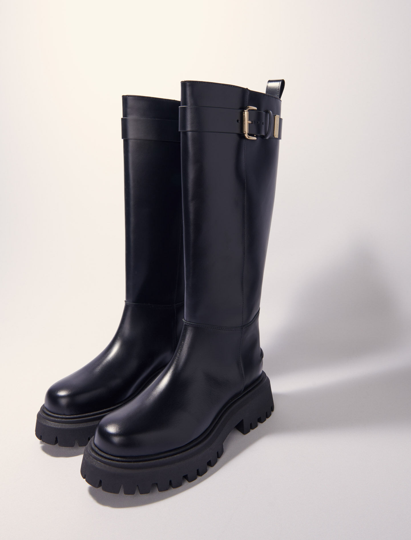 Buckled leather boots Booties Boots Maje