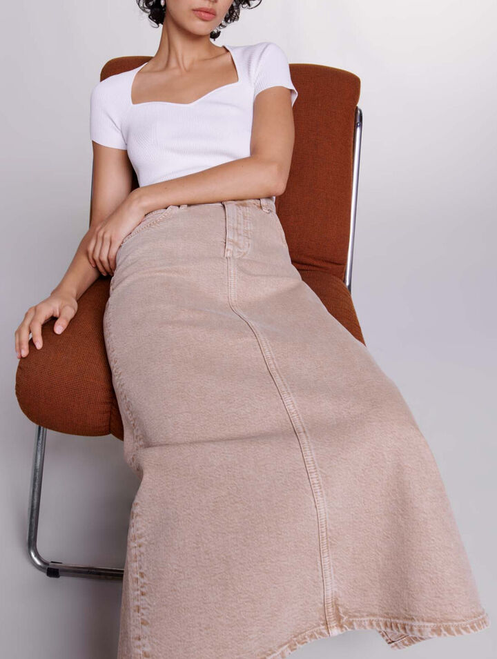 Long denim skirt