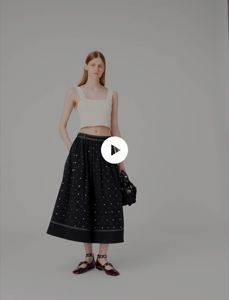 Long studded cotton skirt Blue for Women | Maje