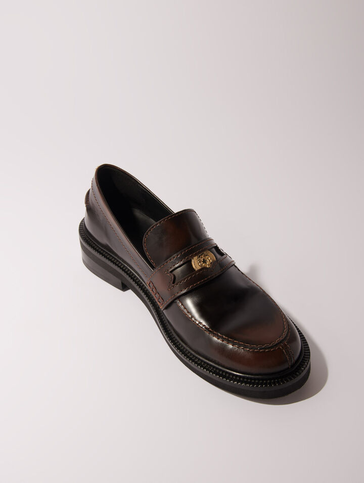 Brushed leather loafers