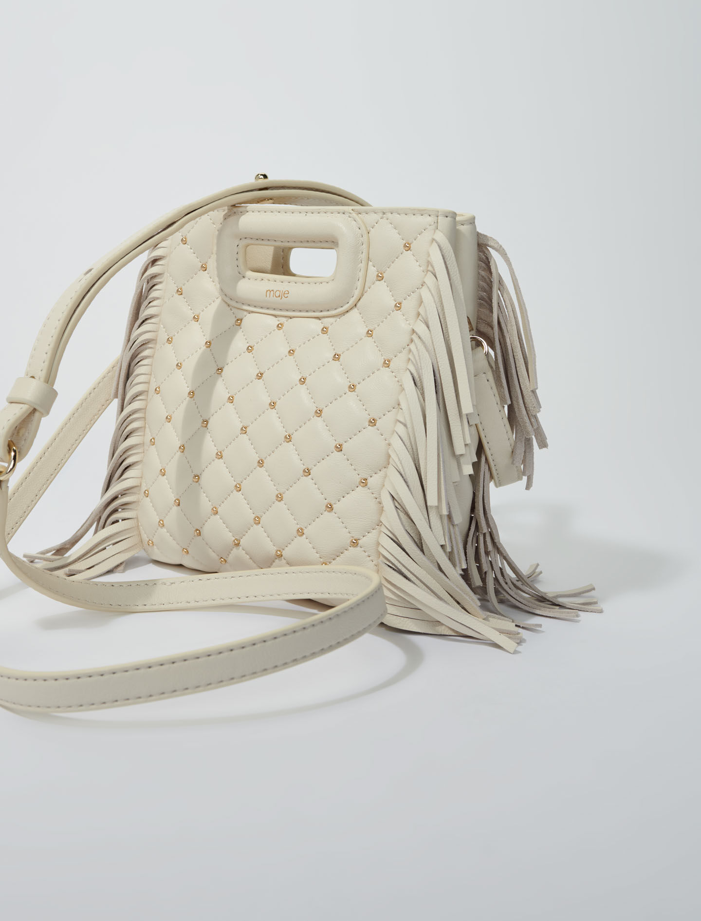 Studded M quilted leather mini bag All bags Maje