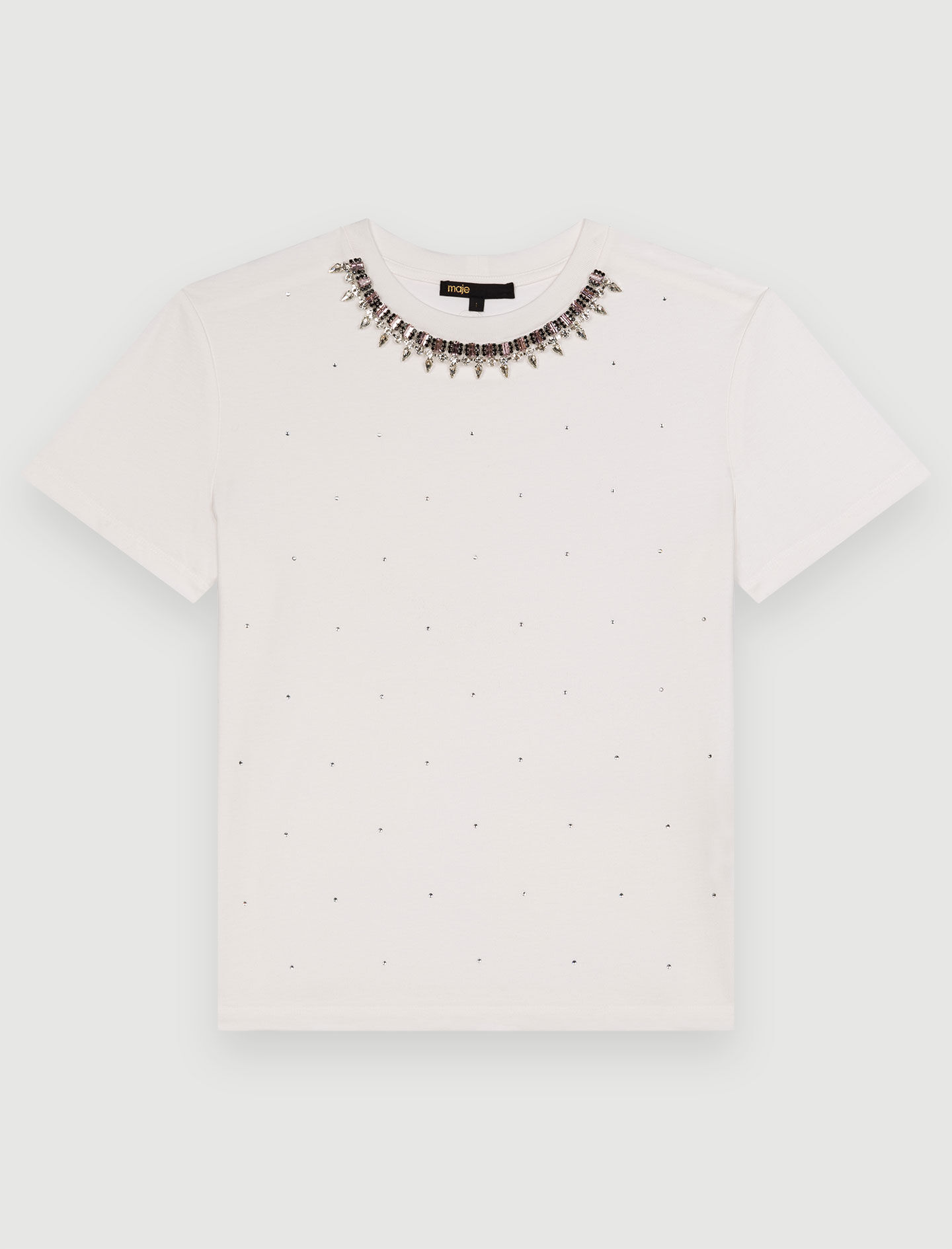 maje - ❤️maje　新作　新品　白　半袖　Tシャツ　ダイヤモンド　ビジュー　綺麗　上品 maje - ❤️maje 新作 新品 白 半袖 Tシャツ ダイヤモンド