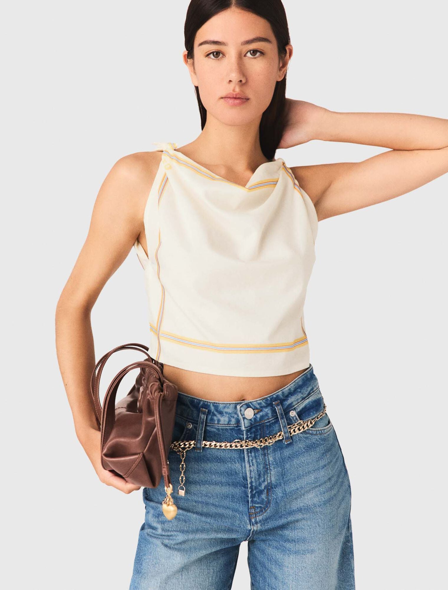 Patterned backless crop top