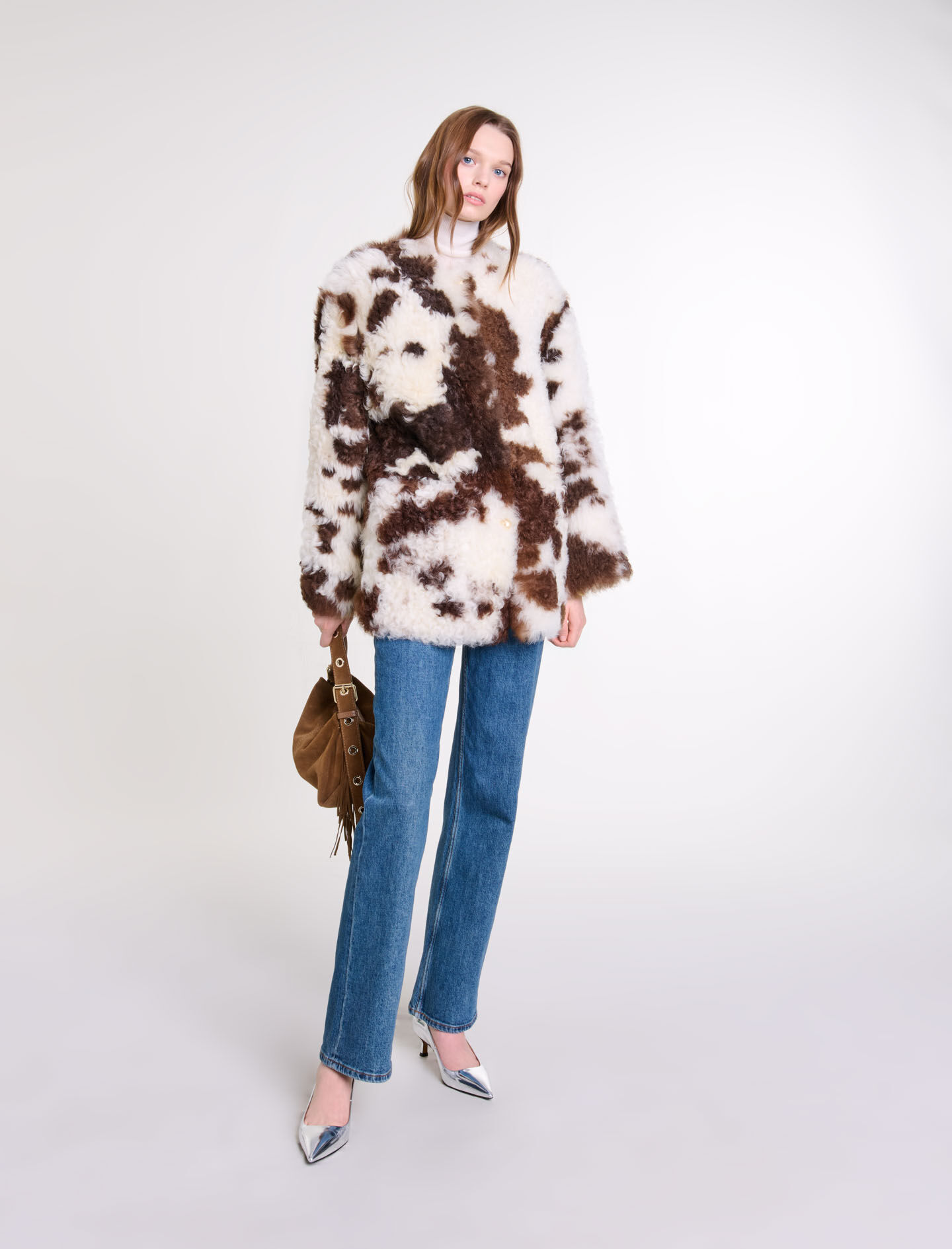 Maje sheepskin coat clearance