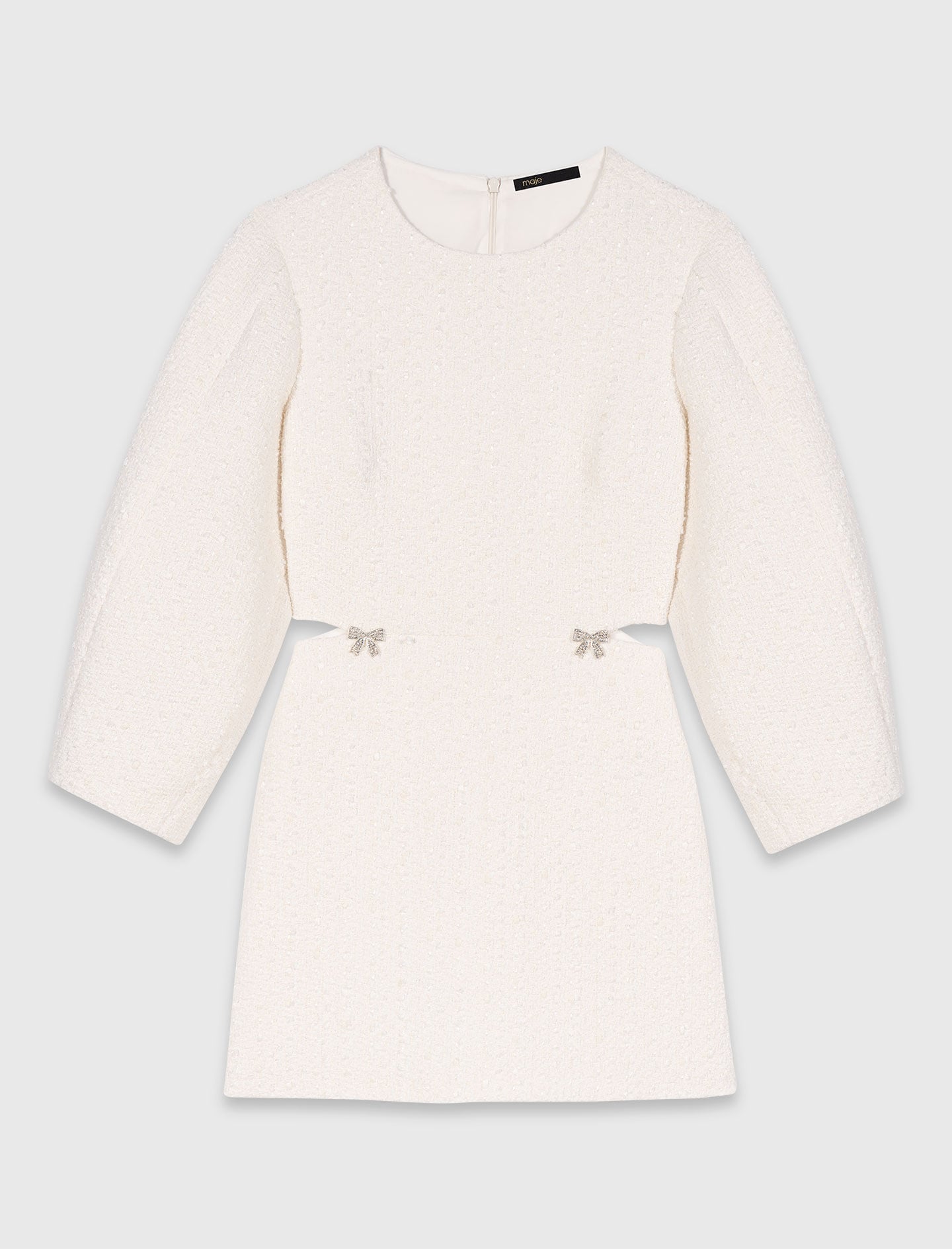 Short balloon-sleeve tweed dress 5