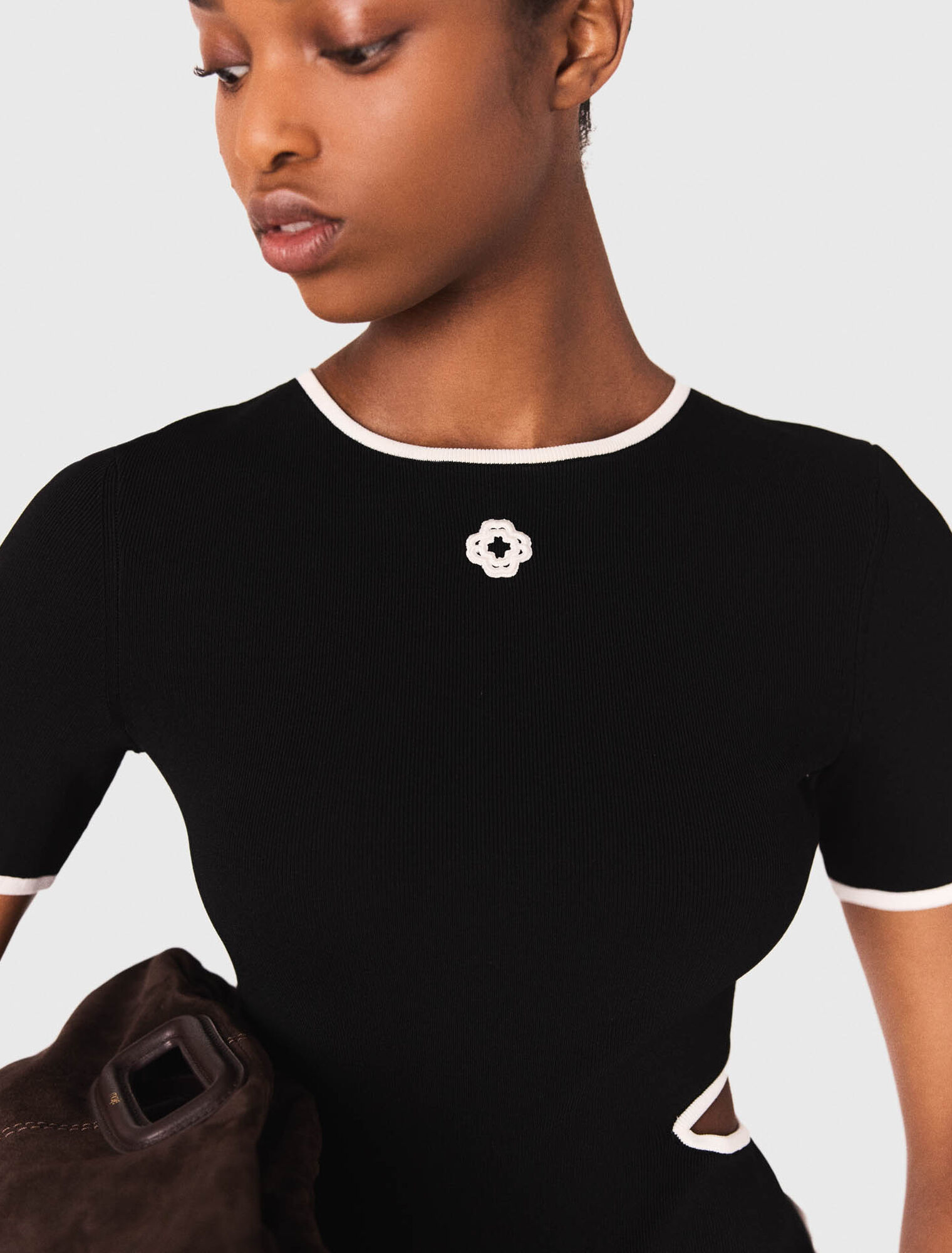 Openwork knit bodysuit
