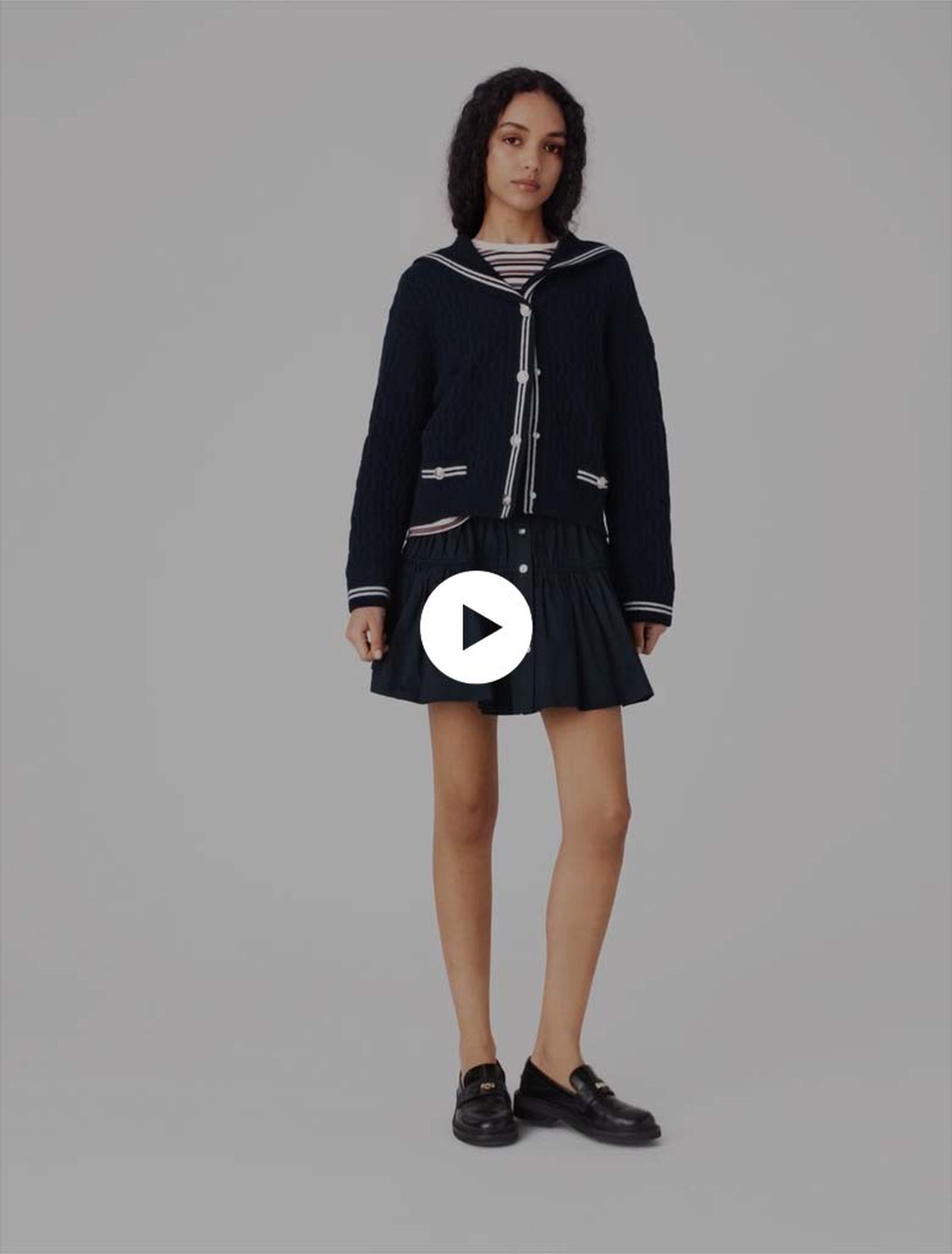 Boat neck cable-knit cardigan