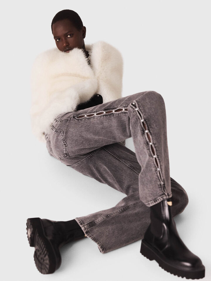 Beaded wide-leg jeans
