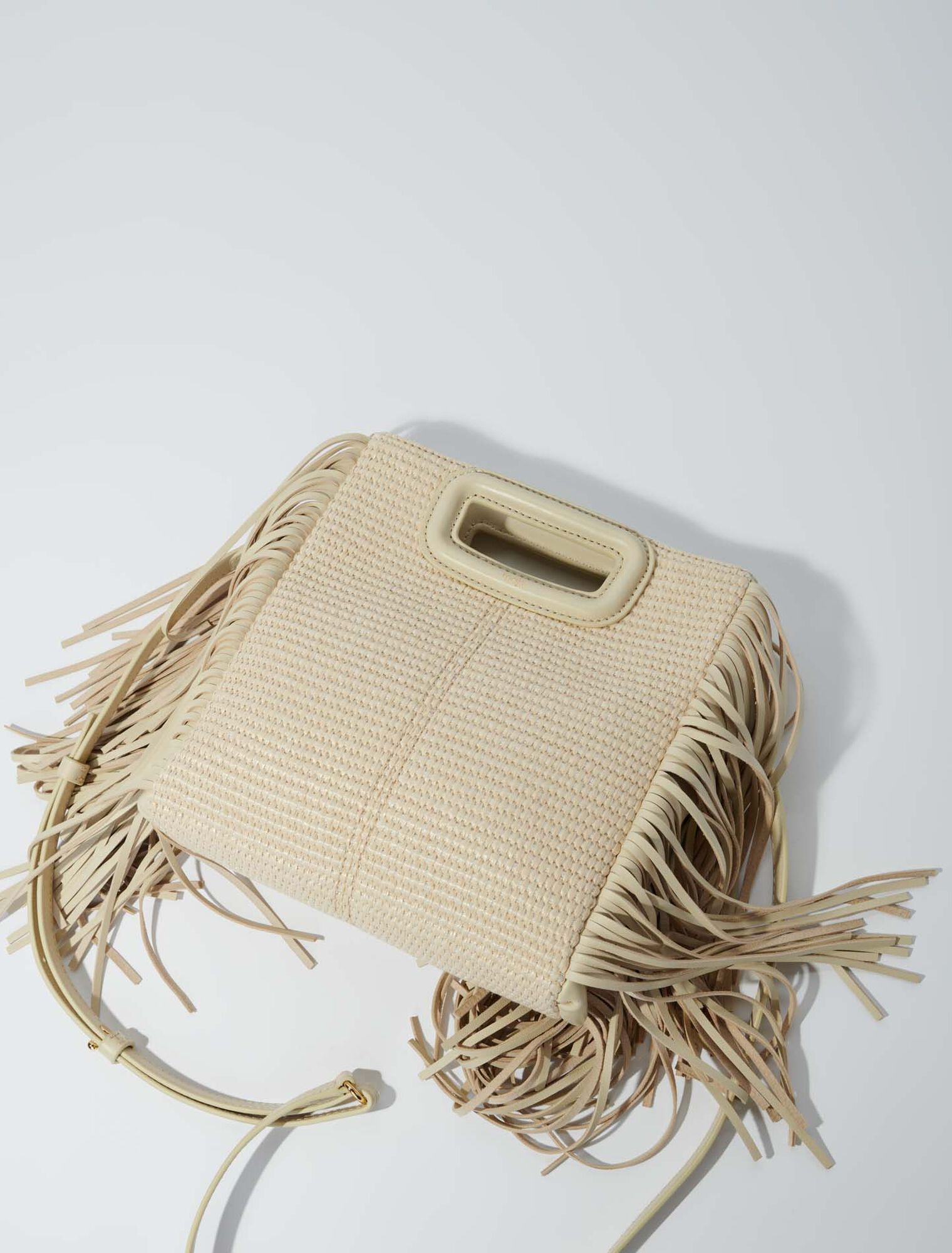 Textile and raffia M bag