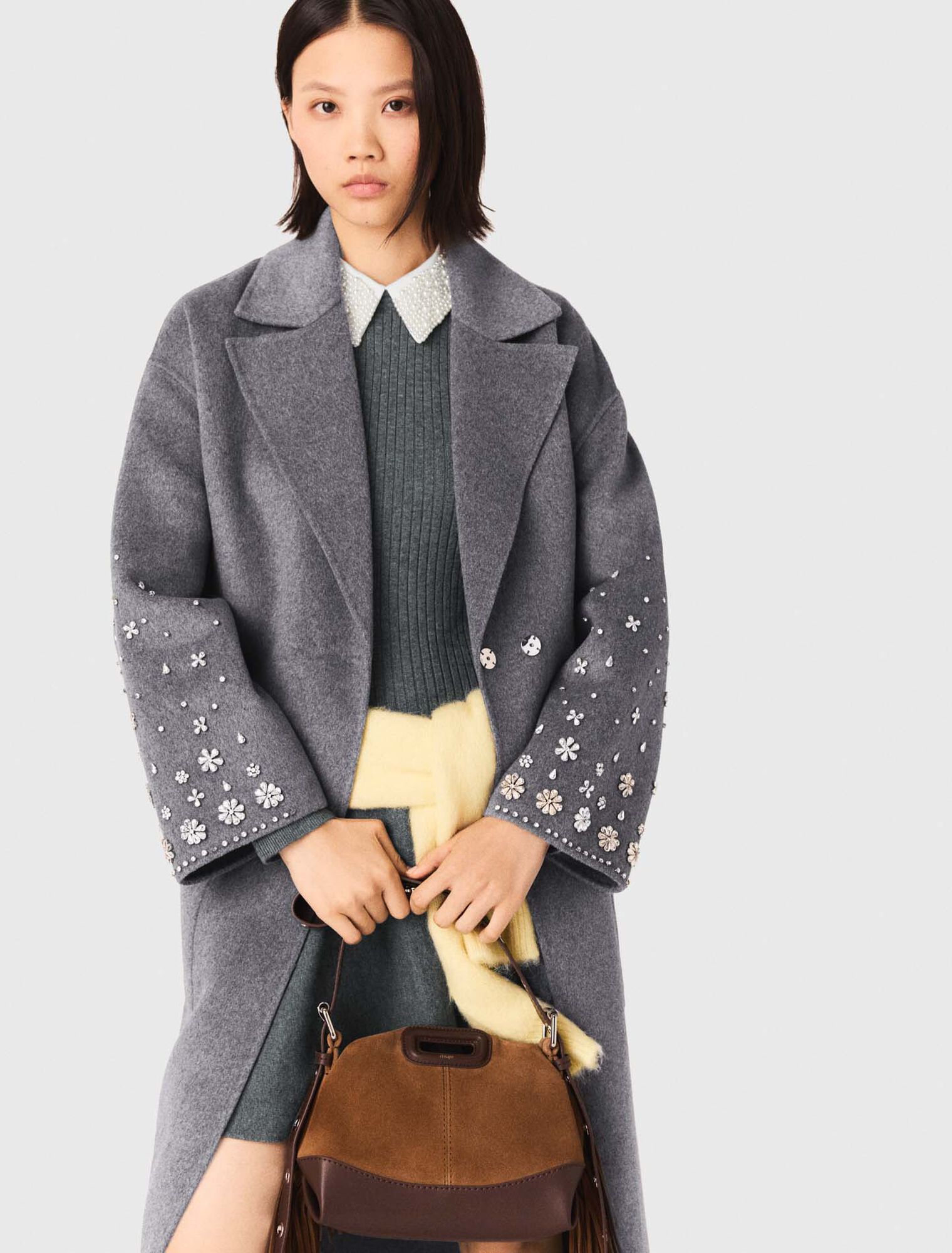 Long double-faced rhinestone coat