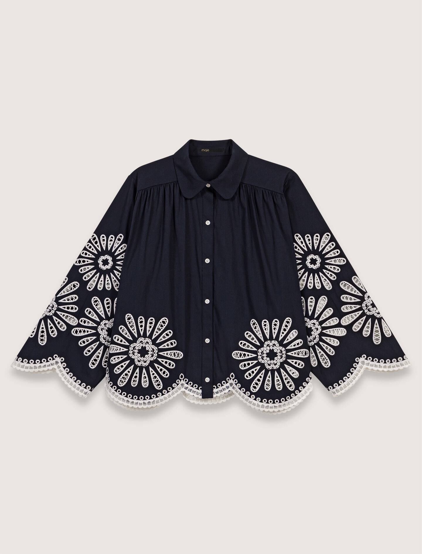 Cropped shirt with crochet detail Blue for Women | Maje