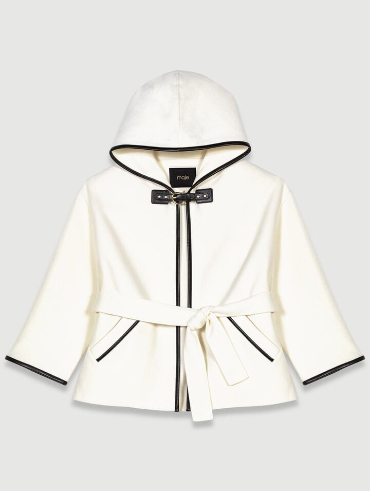 Cape-style wool coat