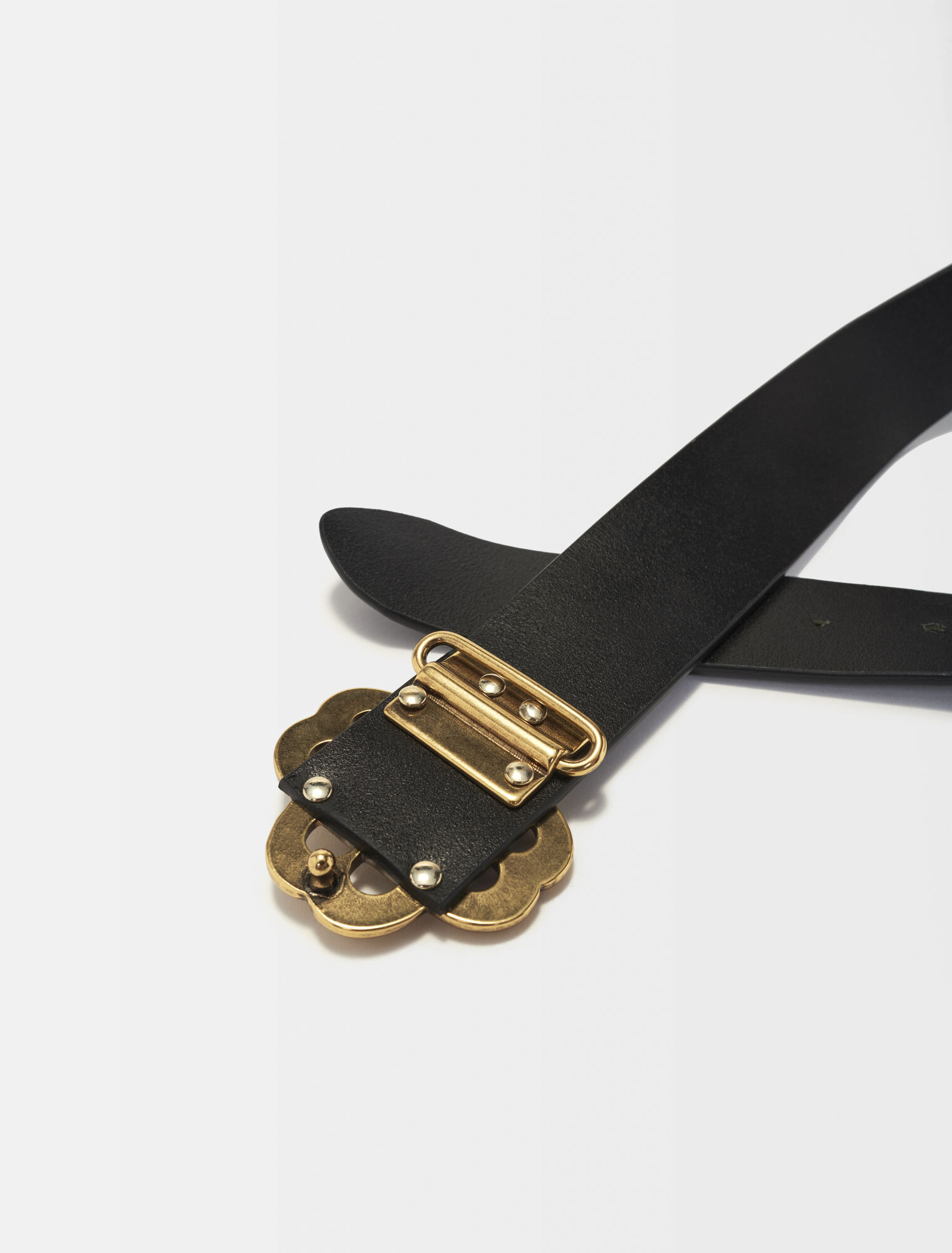 Leather belt with Clover logo