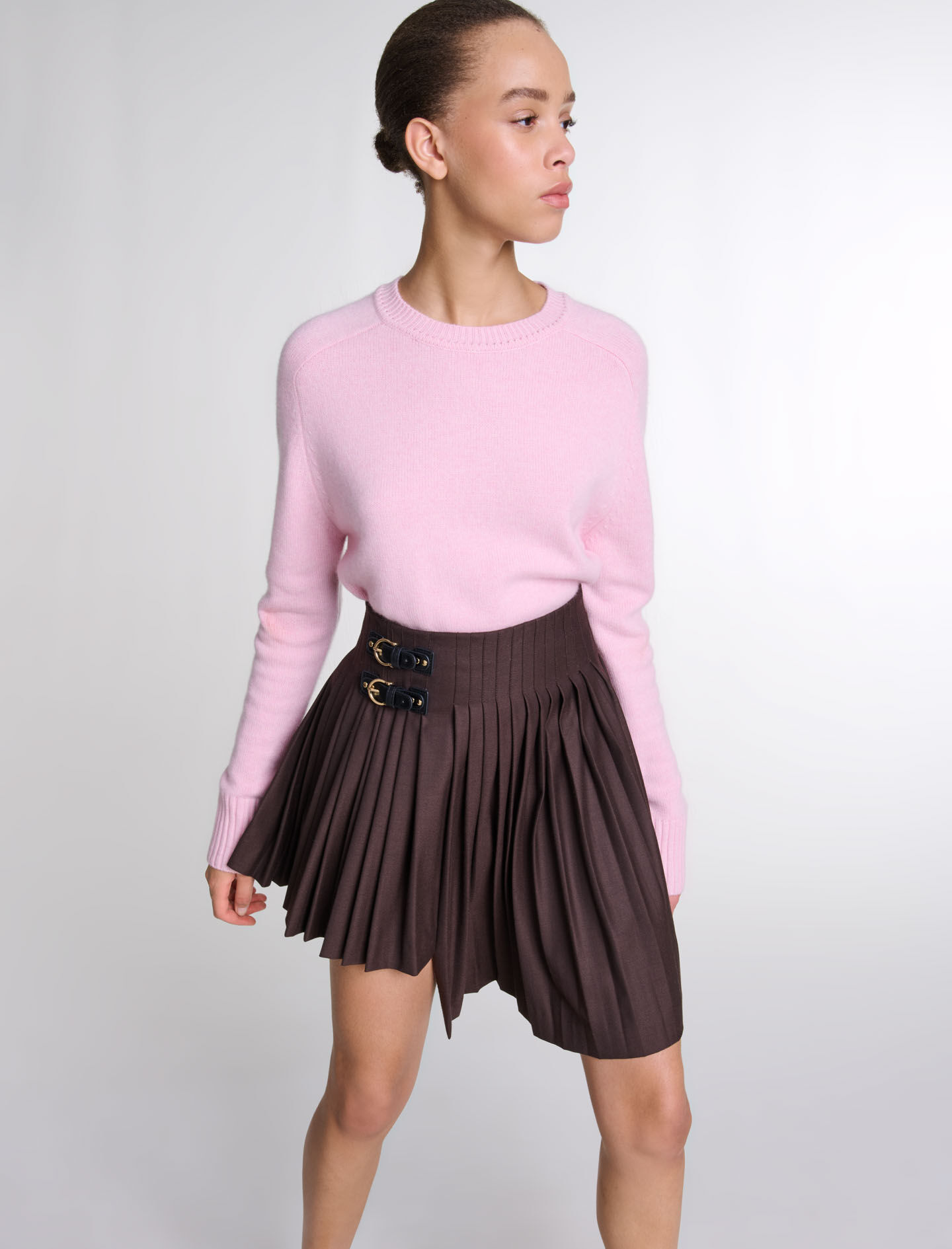 Asymmetrical pleated short skirt - Mini skirts | Maje