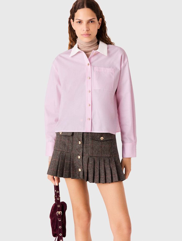 Cropped shirt with contrast collar