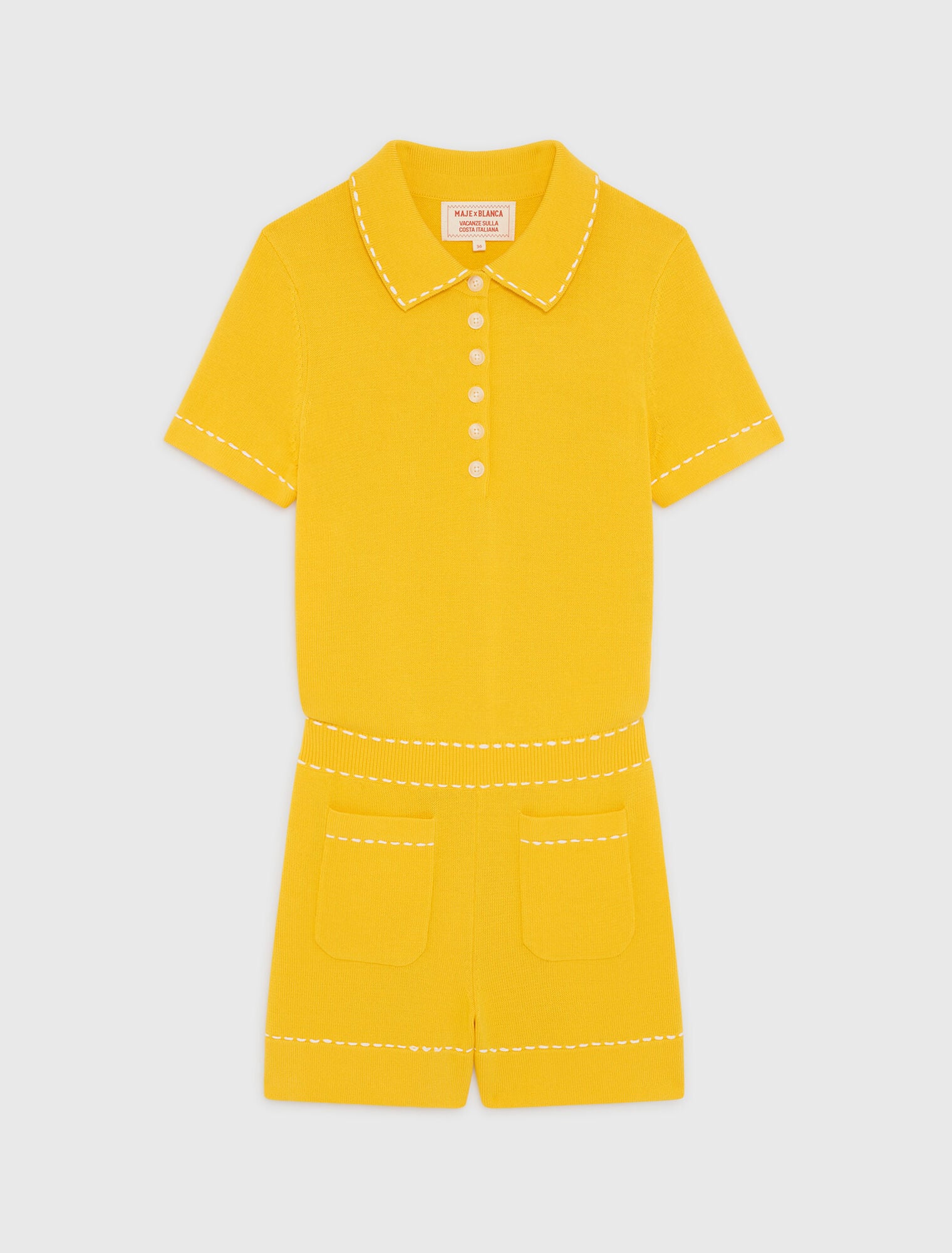 Knit playsuit with polo collar 6