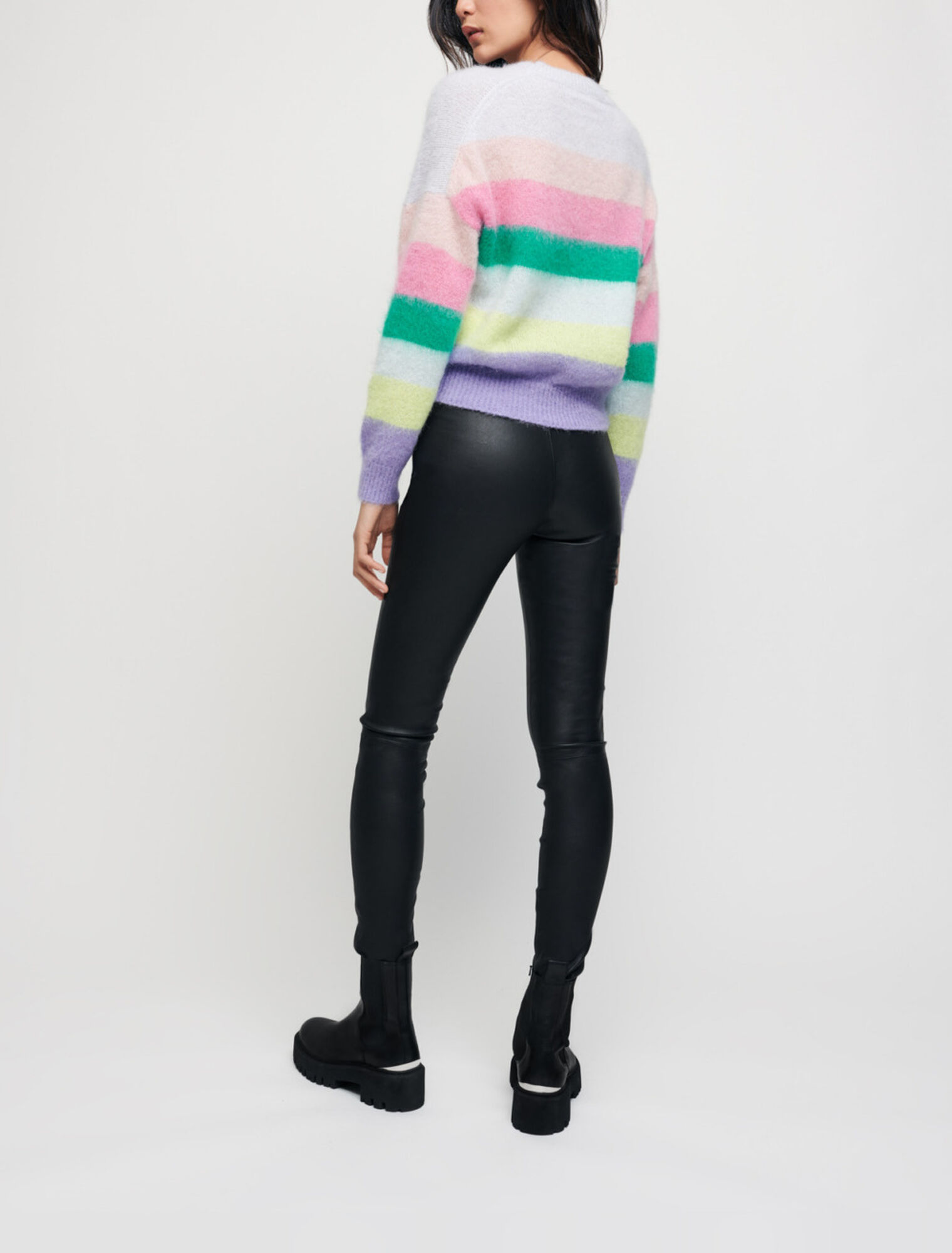 Stretch high waisted leather leggings