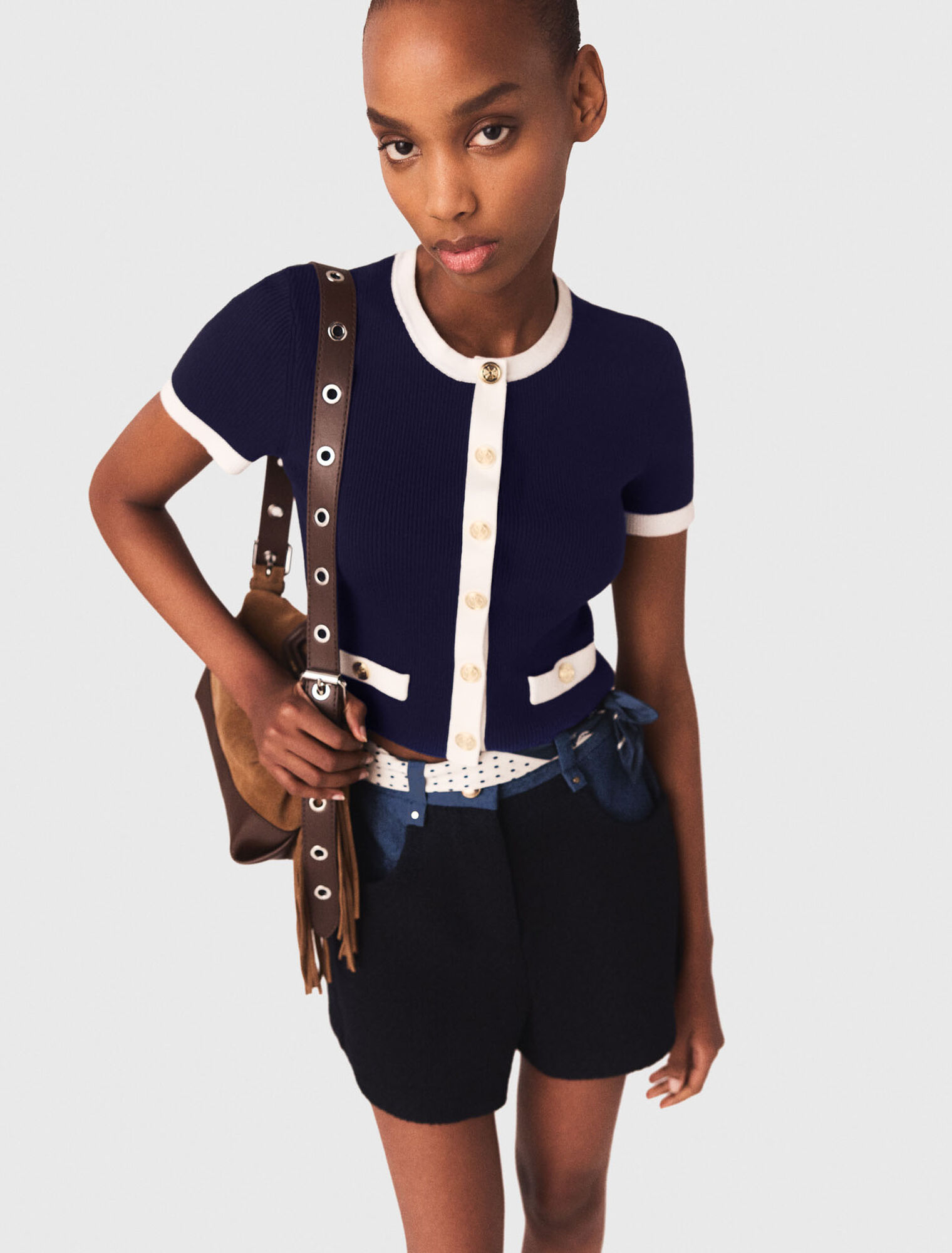 Contrasting cropped cardigan