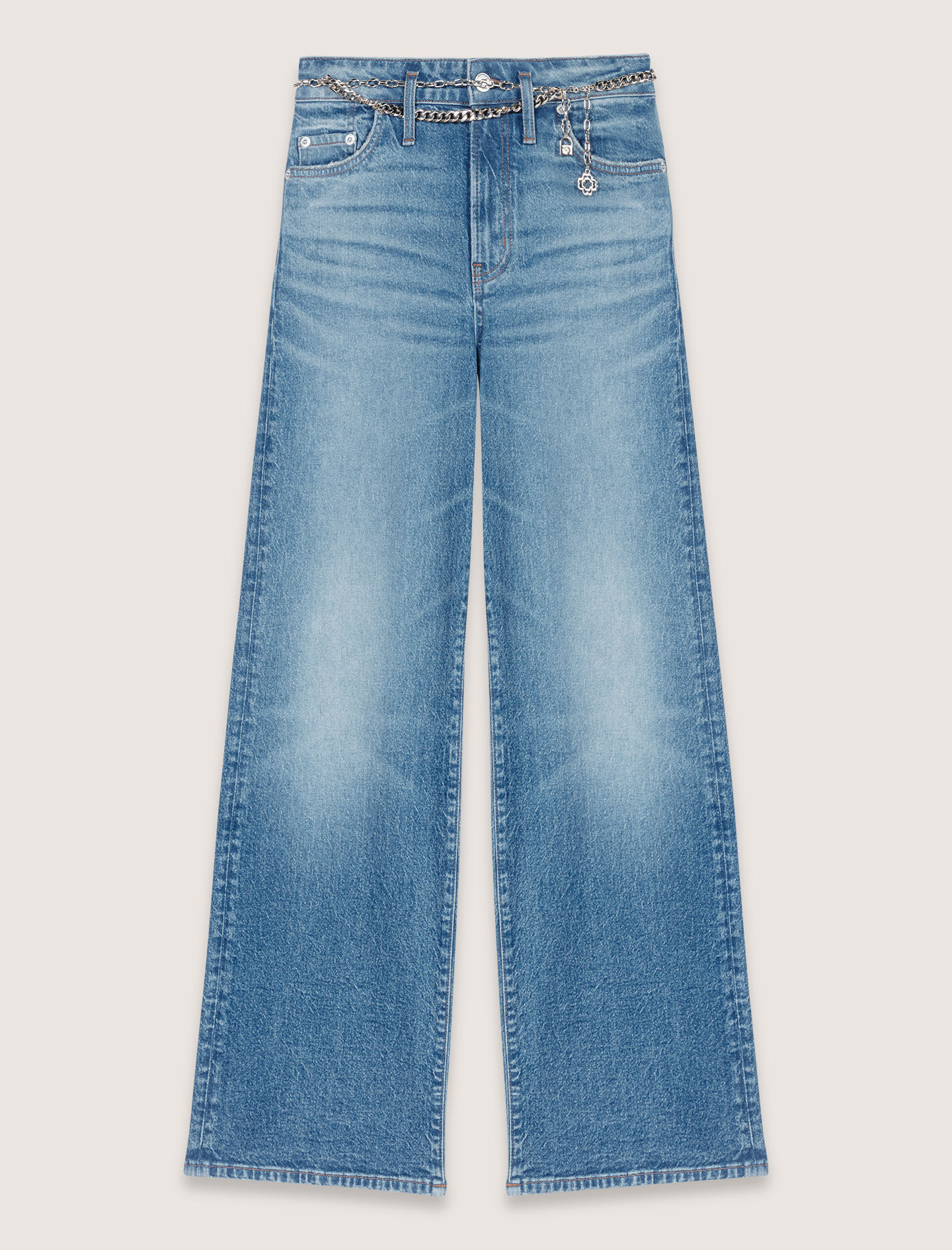 Jeans with chain-link belt - High waist jeans | Maje